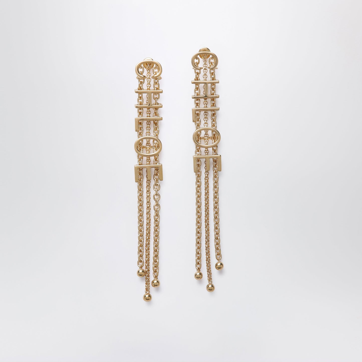 Chloe Gold-Tone Earrings With Logo Lettering Women CHLOE