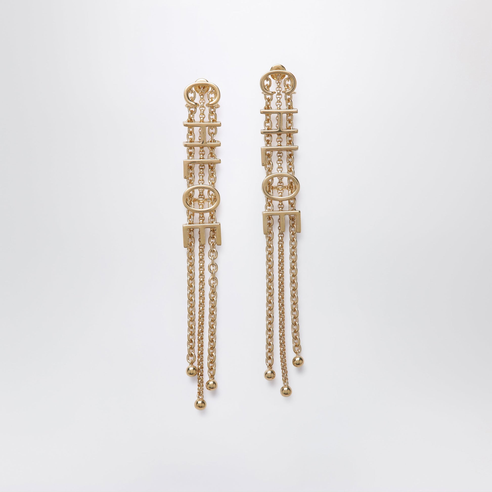 Chloe Gold-Tone Earrings With Logo Lettering Women CHLOE