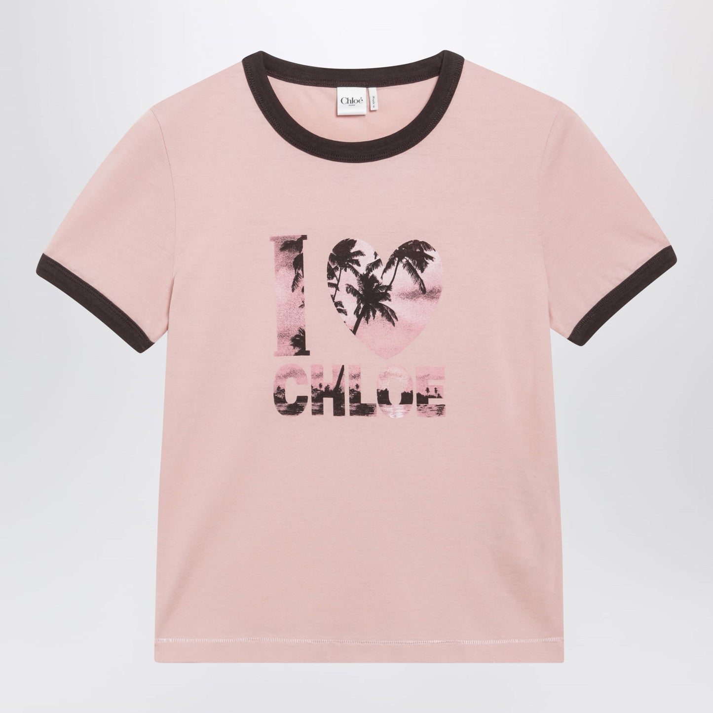 Chloe Pink Cotton T-Shirt With Logo Print Women CHLOE