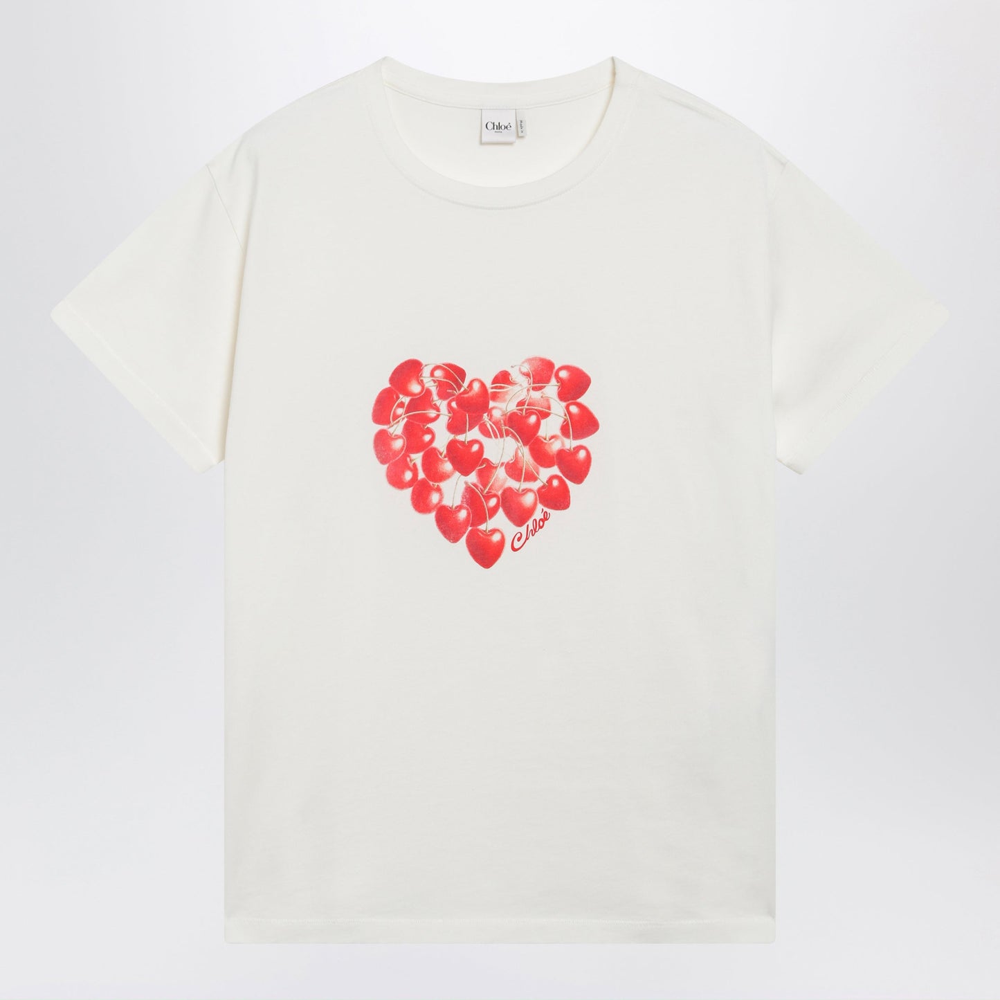 Chloe White T-Shirt With Cherry Logo Print Women CHLOE