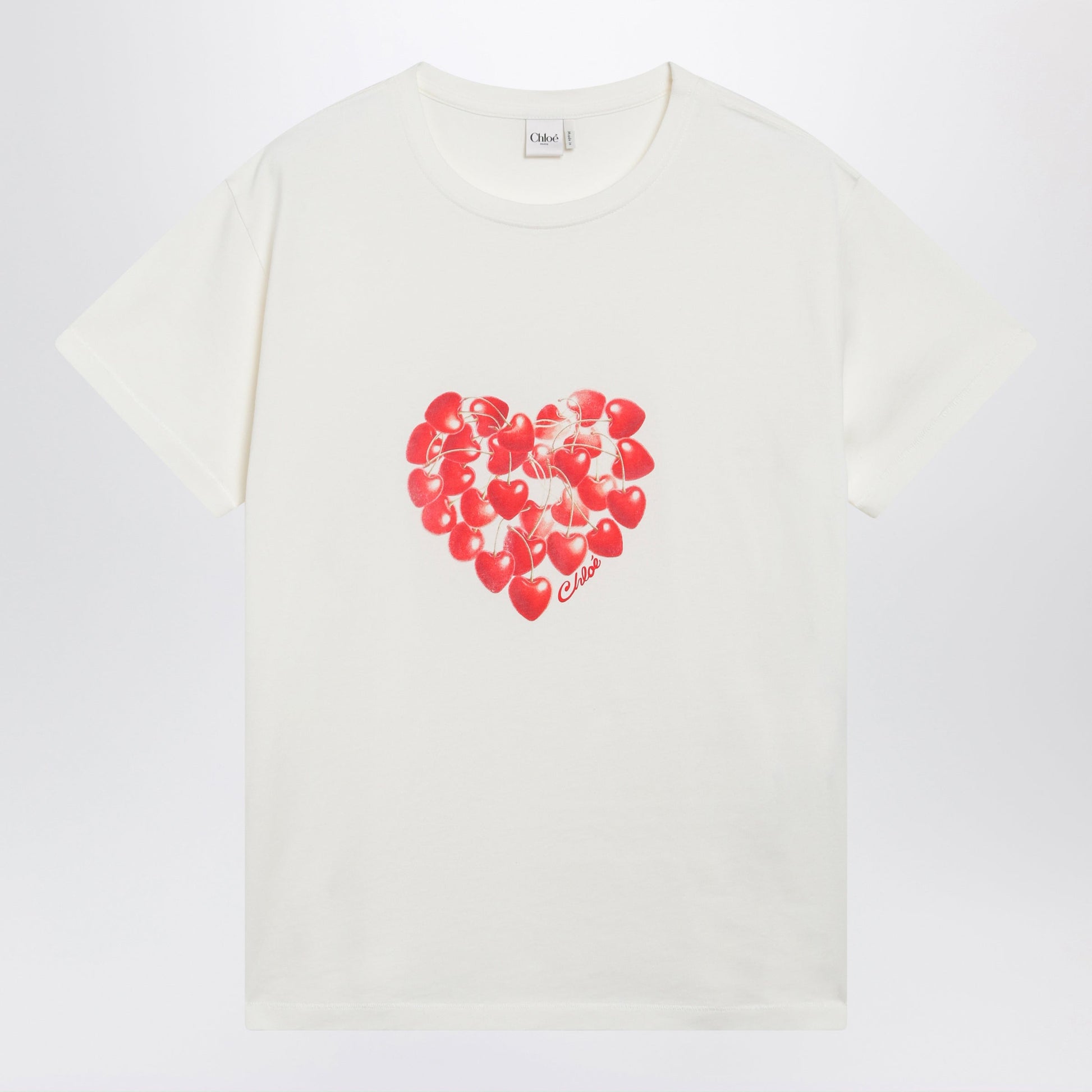 Chloe White T-Shirt With Cherry Logo Print Women CHLOE