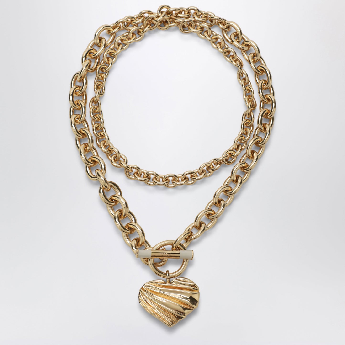 Chloe Gold/Ivory Heart Chain Necklace Women CHLOE