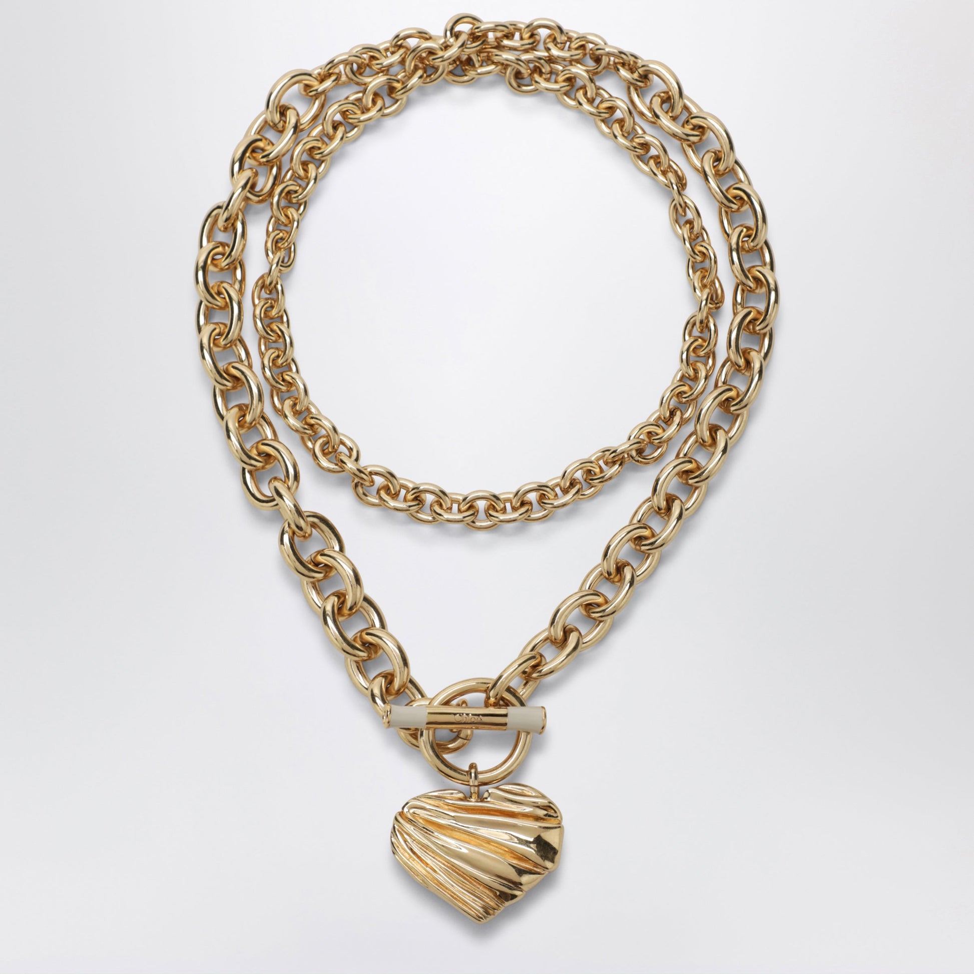 Chloe Gold/Ivory Heart Chain Necklace Women CHLOE