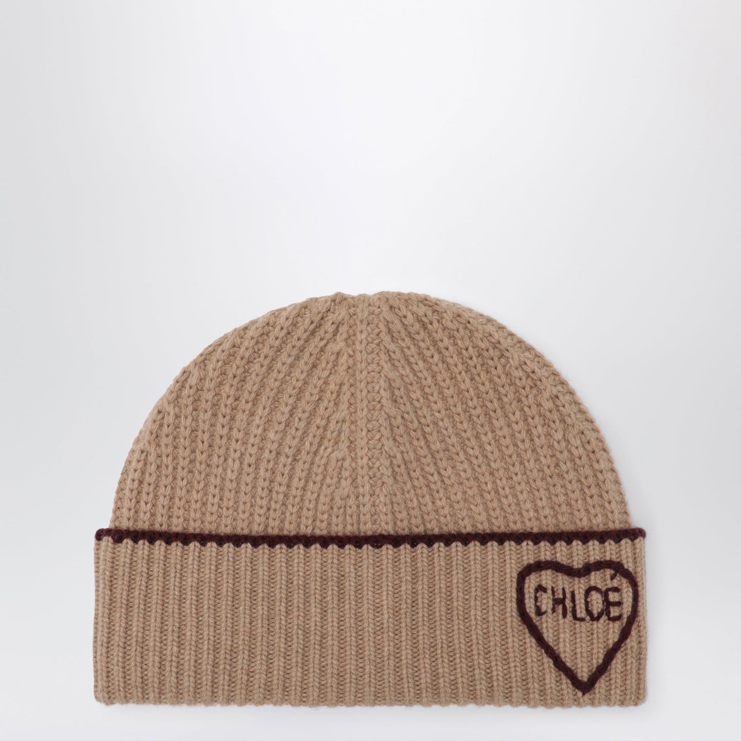 Chloe Encoeur Wool And Cashmere Beanie In Bleached Brown Women CHLOE