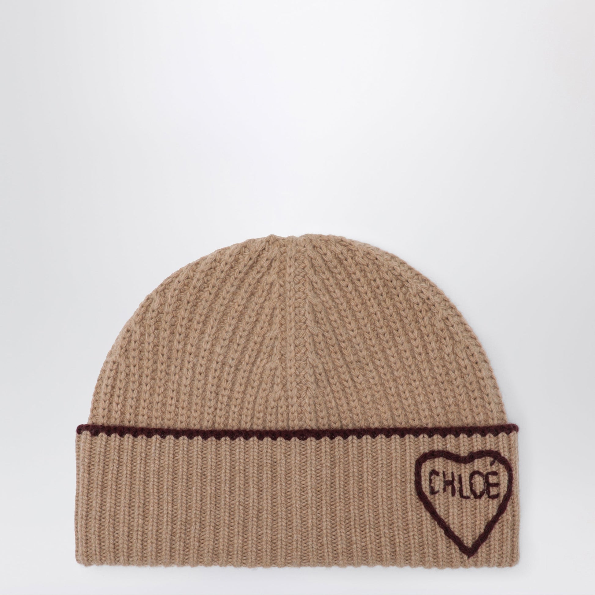 Chloe Encoeur Wool And Cashmere Beanie In Bleached Brown Women CHLOE