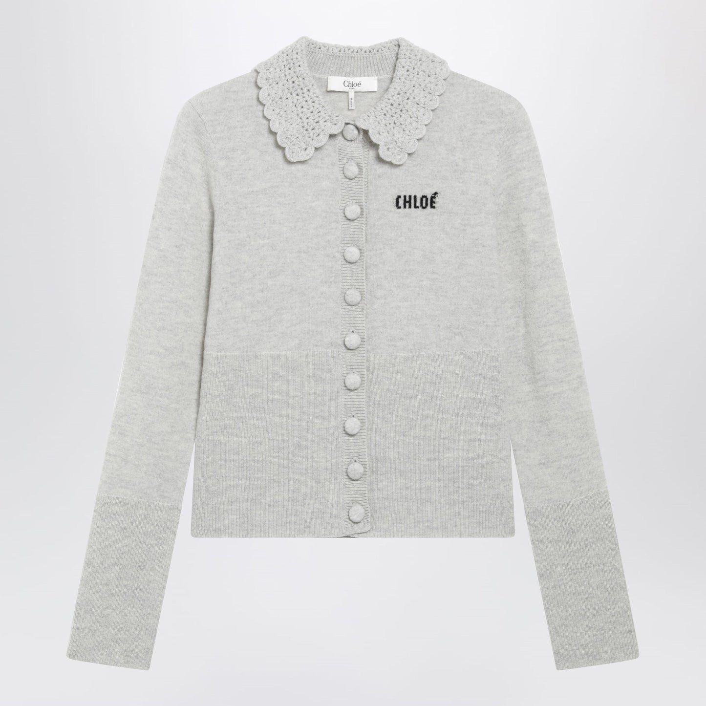 Chloe Slim-Fit Logo Wool Cardigan In Sweet Grey Women CHLOE