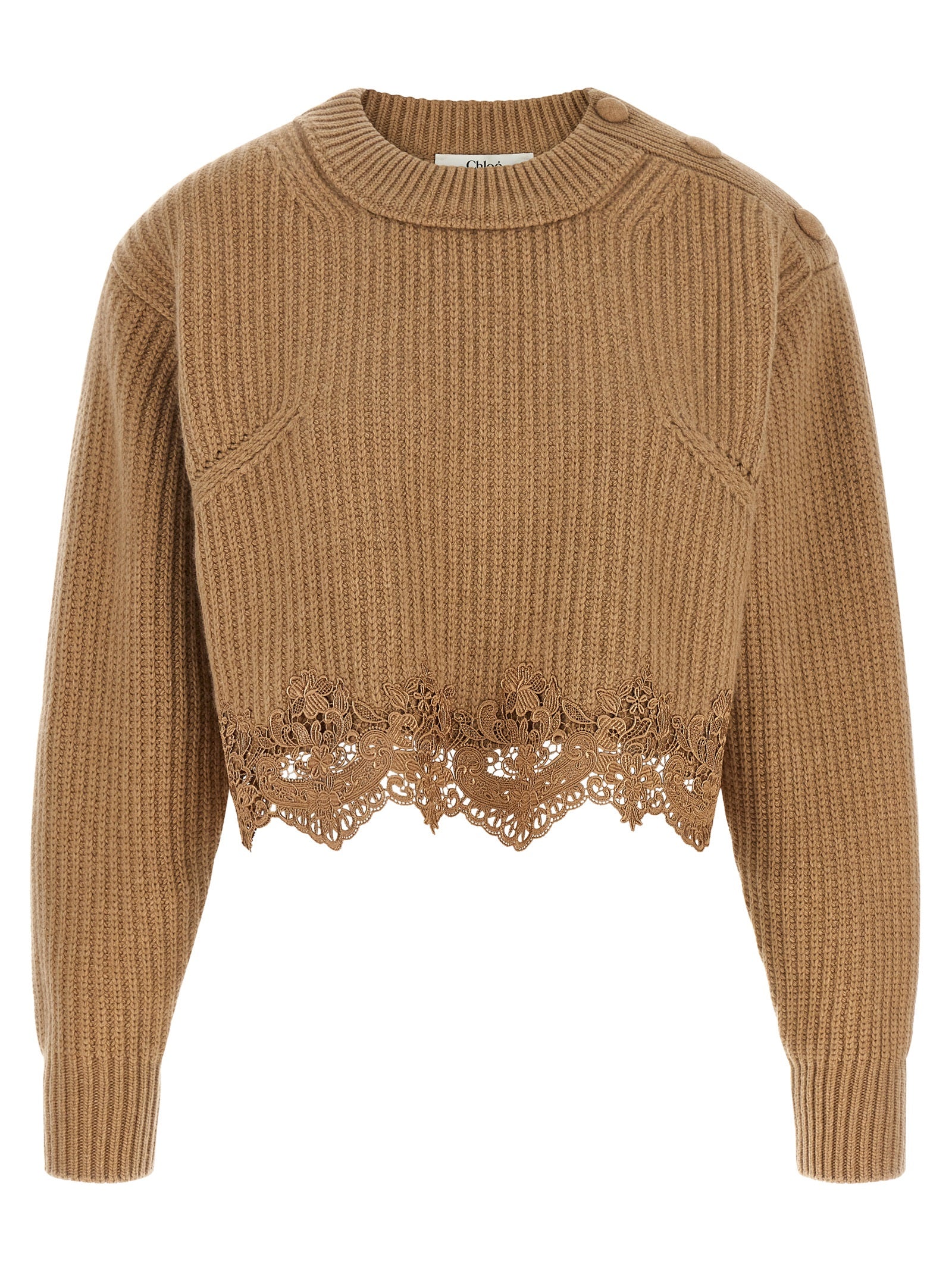Chloé Women Cropped Lace Sweater CHLOE