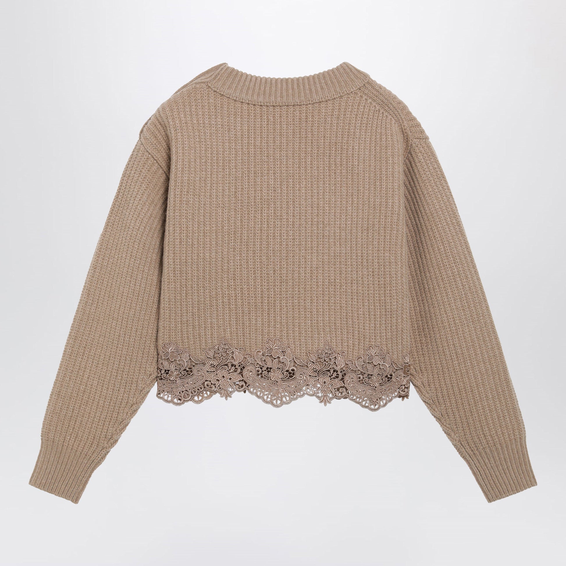 Chloe Cropped Turtleneck Sweater In Wool-Cashmere Bleached Brown Women CHLOE