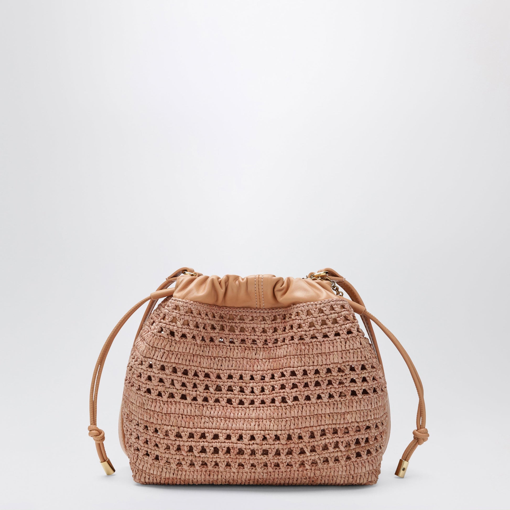 Chloe Mini Summer Banana Drawstring Raffia Bag In Beige Women CHLOE
