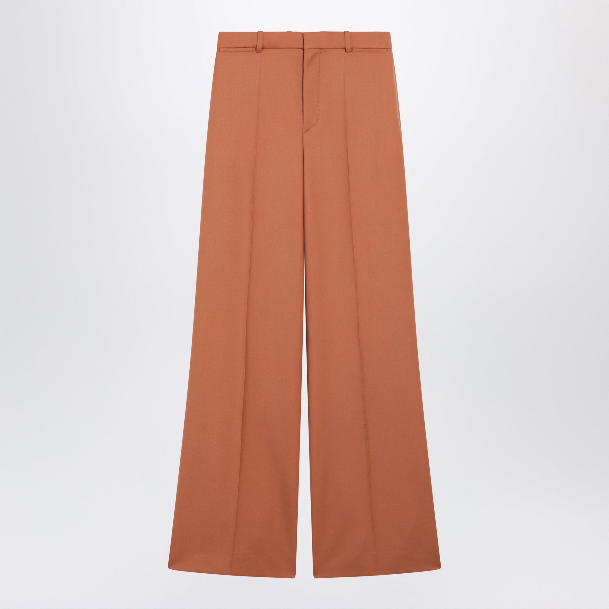 Chloe Burnt Brown Flared Wool Trousers Women CHLOE
