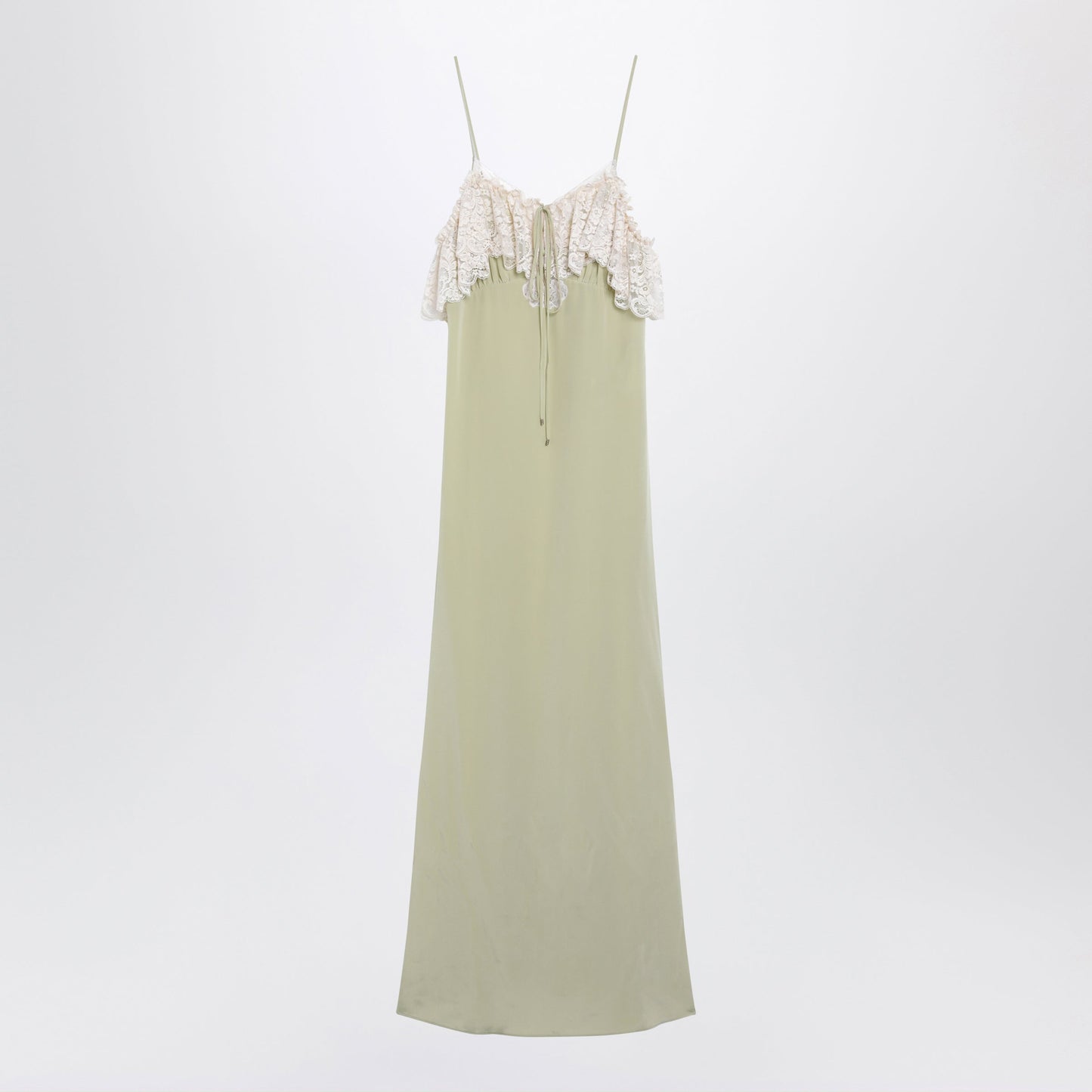 Chloe Long Dusty Green Silk Slip Dress Women CHLOE