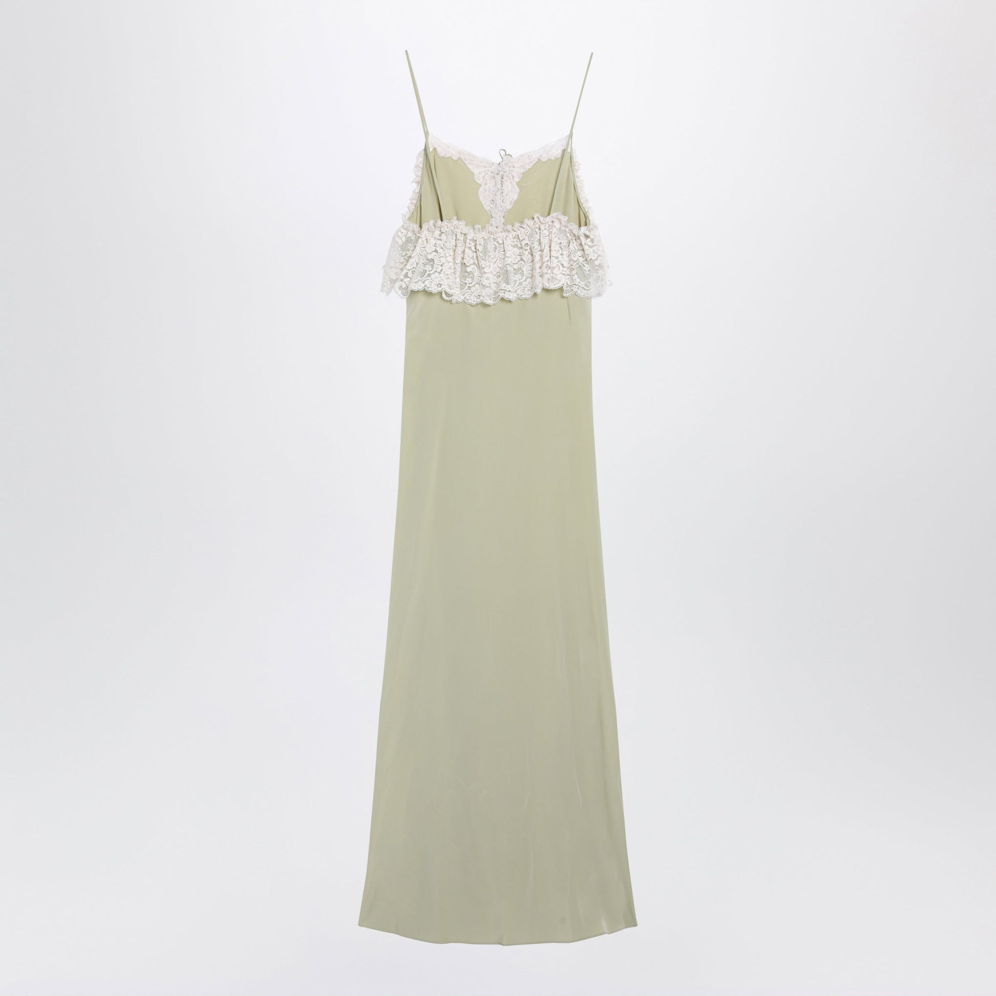 Chloe Long Dusty Green Silk Slip Dress Women CHLOE