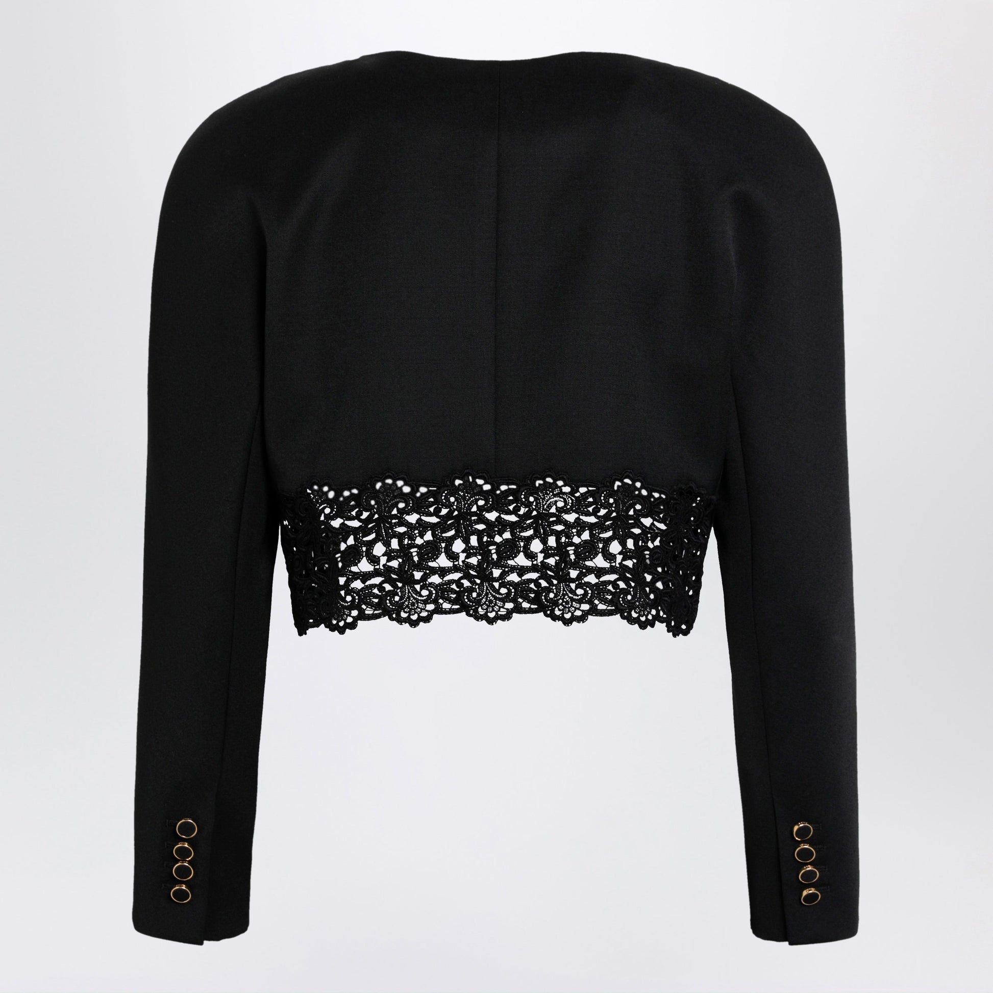 Chloe Black Cropped Jacket With Openwork Trim Women CHLOE