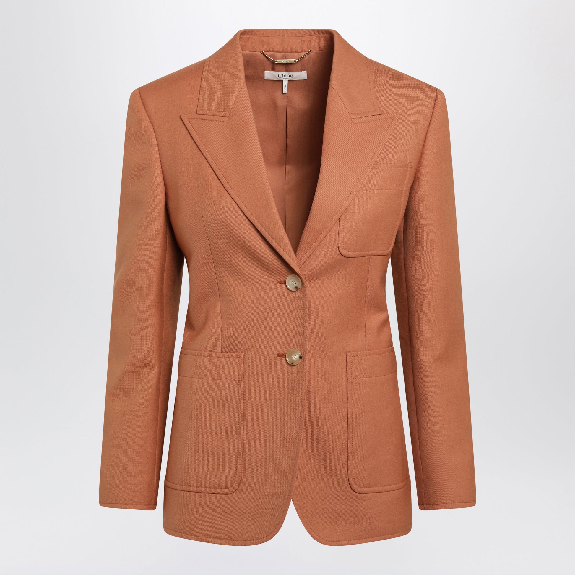 Chloe Single-Breasted Jacket In Burnt Orange Wool Gabardine Women CHLOE