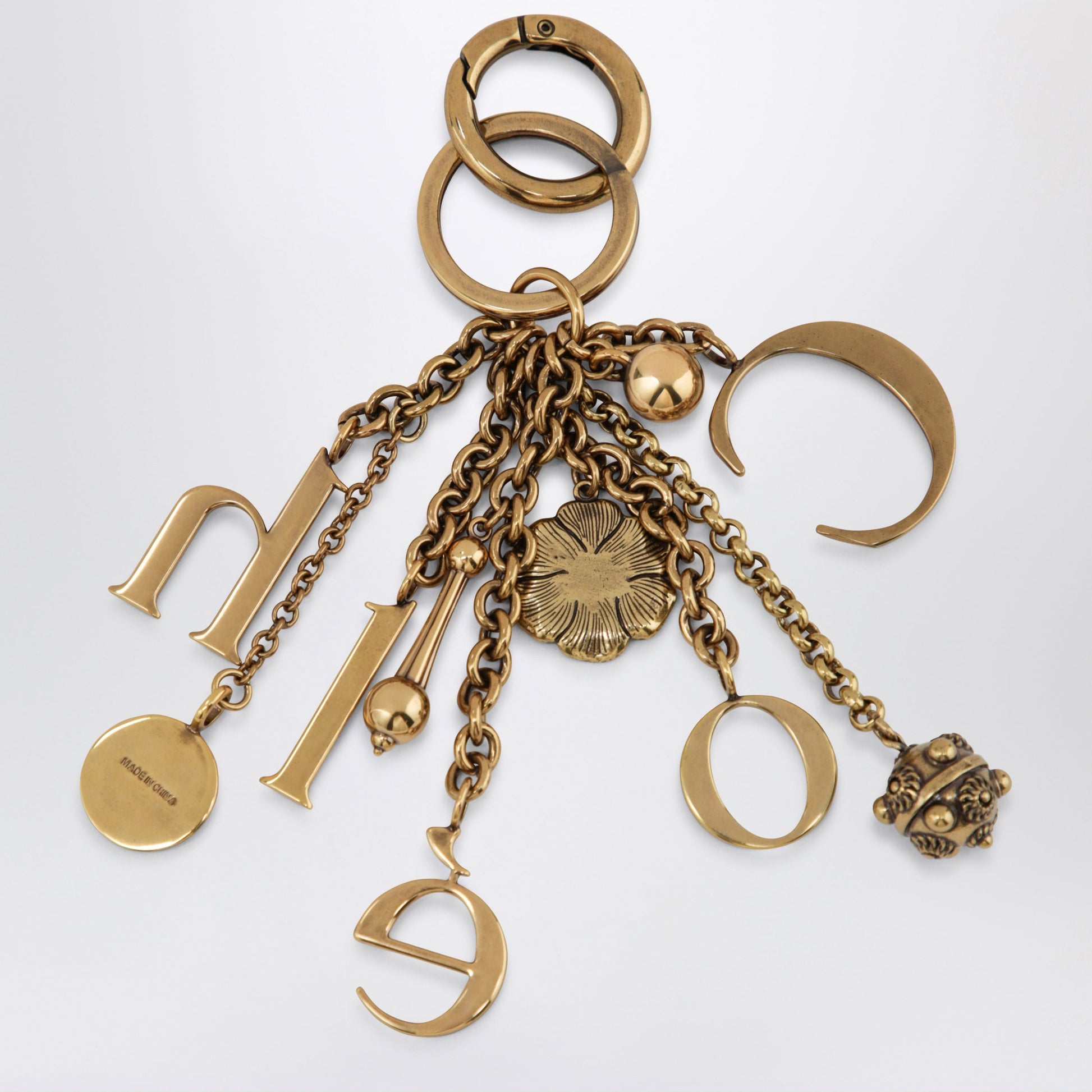 Chloe Bag Charm Keyring Symbols Logo In Vintage Gold Brass Women CHLOE