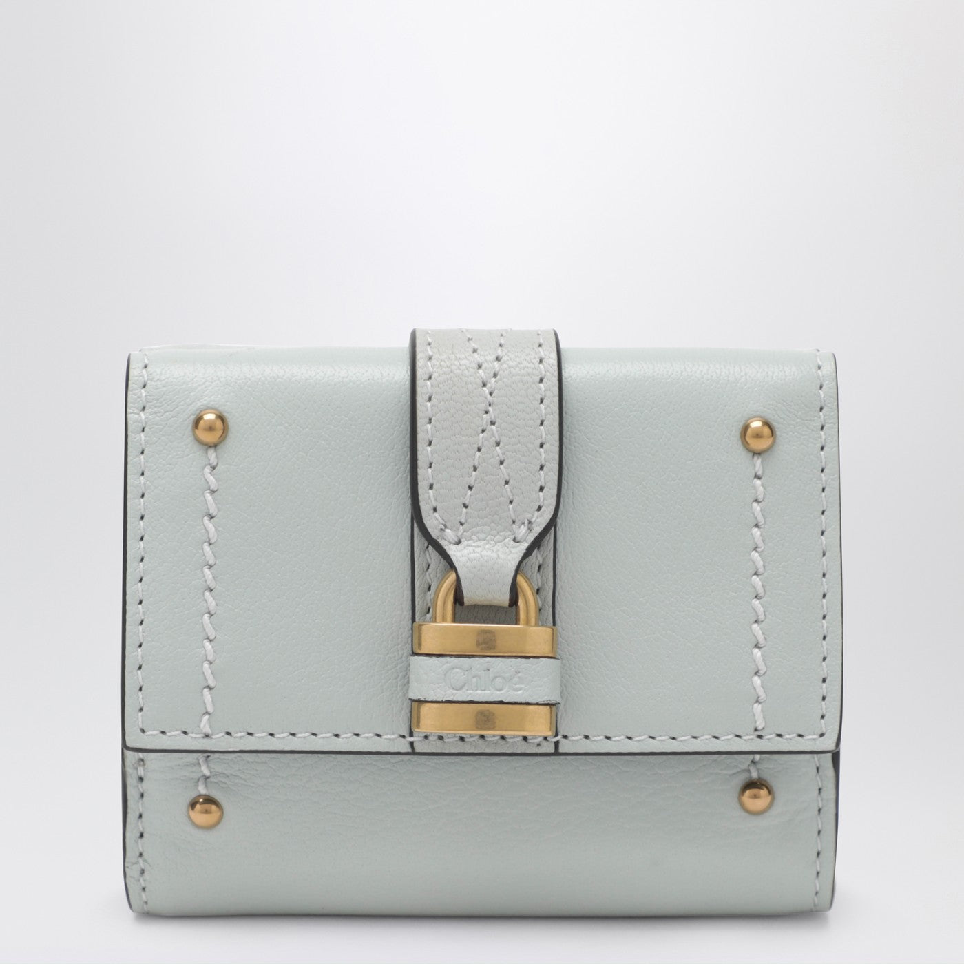 Chloe Paddington Mini Trifold Wallet In Aqua Blue Leather Women CHLOE