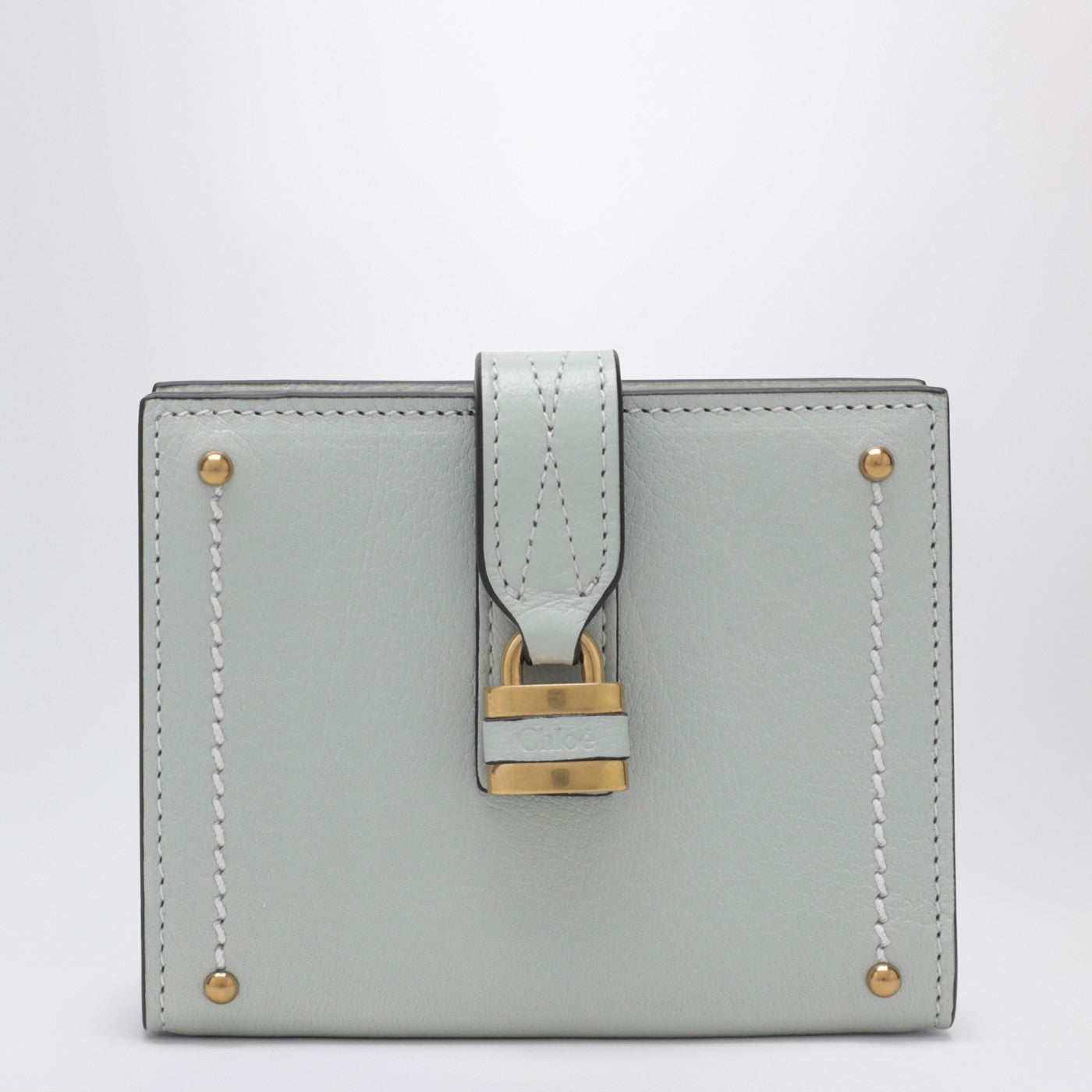 Chloe Paddington Square Wallet In Aqua Blue Leather Women CHLOE