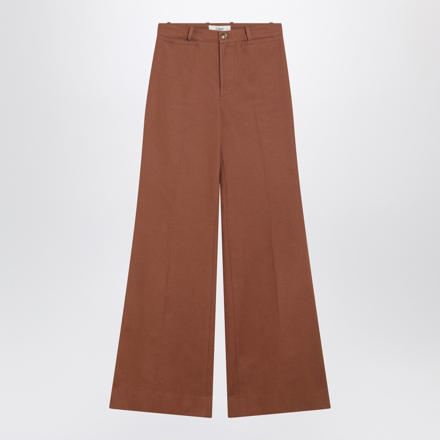 Chloe Flared Cotton Trousers In Nougat Colour Women CHLOE