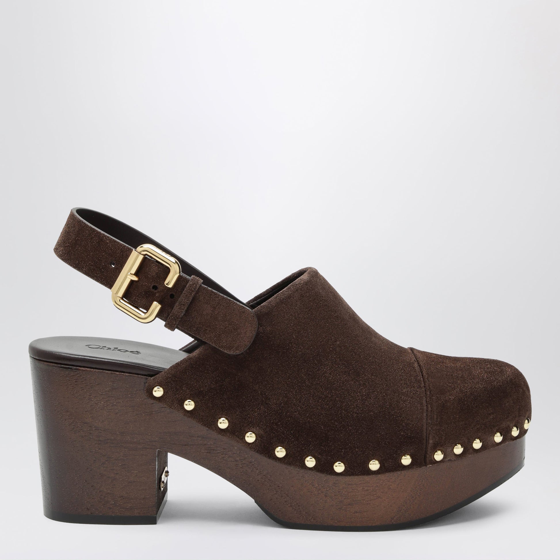 Chloe Jeannette Wedge Clogs In Suede Calfskin, Chocolate Brown Women CHLOE