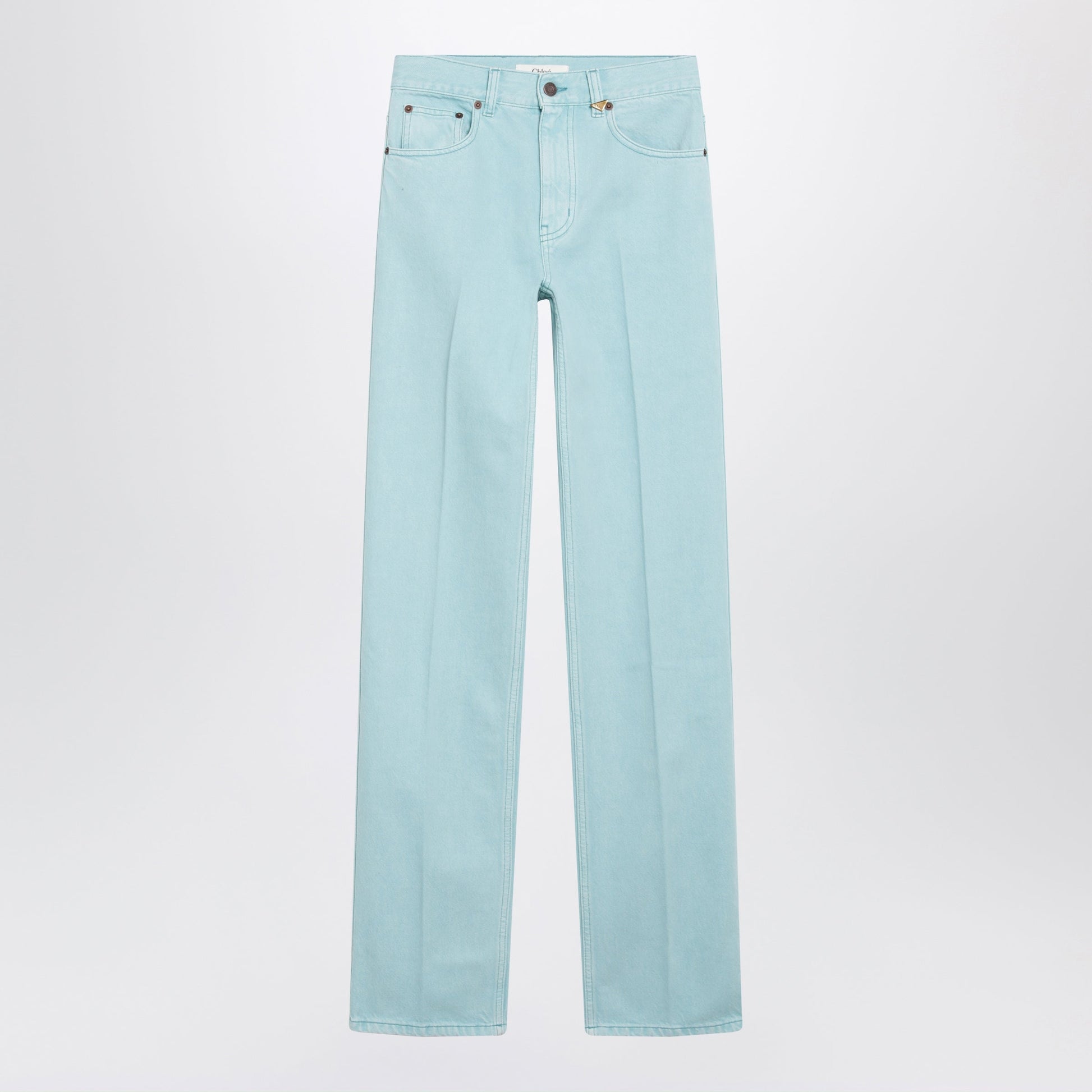 Chloe Straight Jeans In Turquoise Organic Cotton Denim Women CHLOE