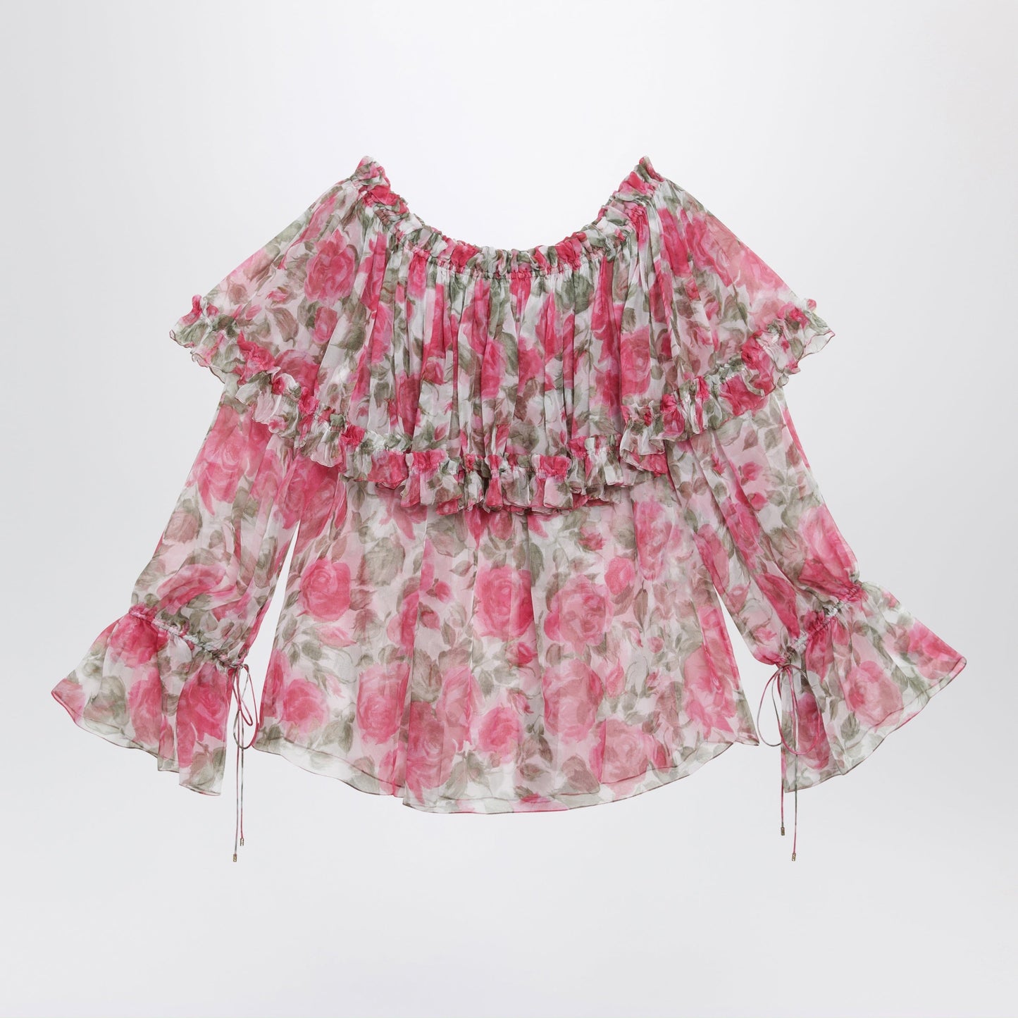 Chloe Puff-Sleeve Top In Multicolor Silk Women CHLOE