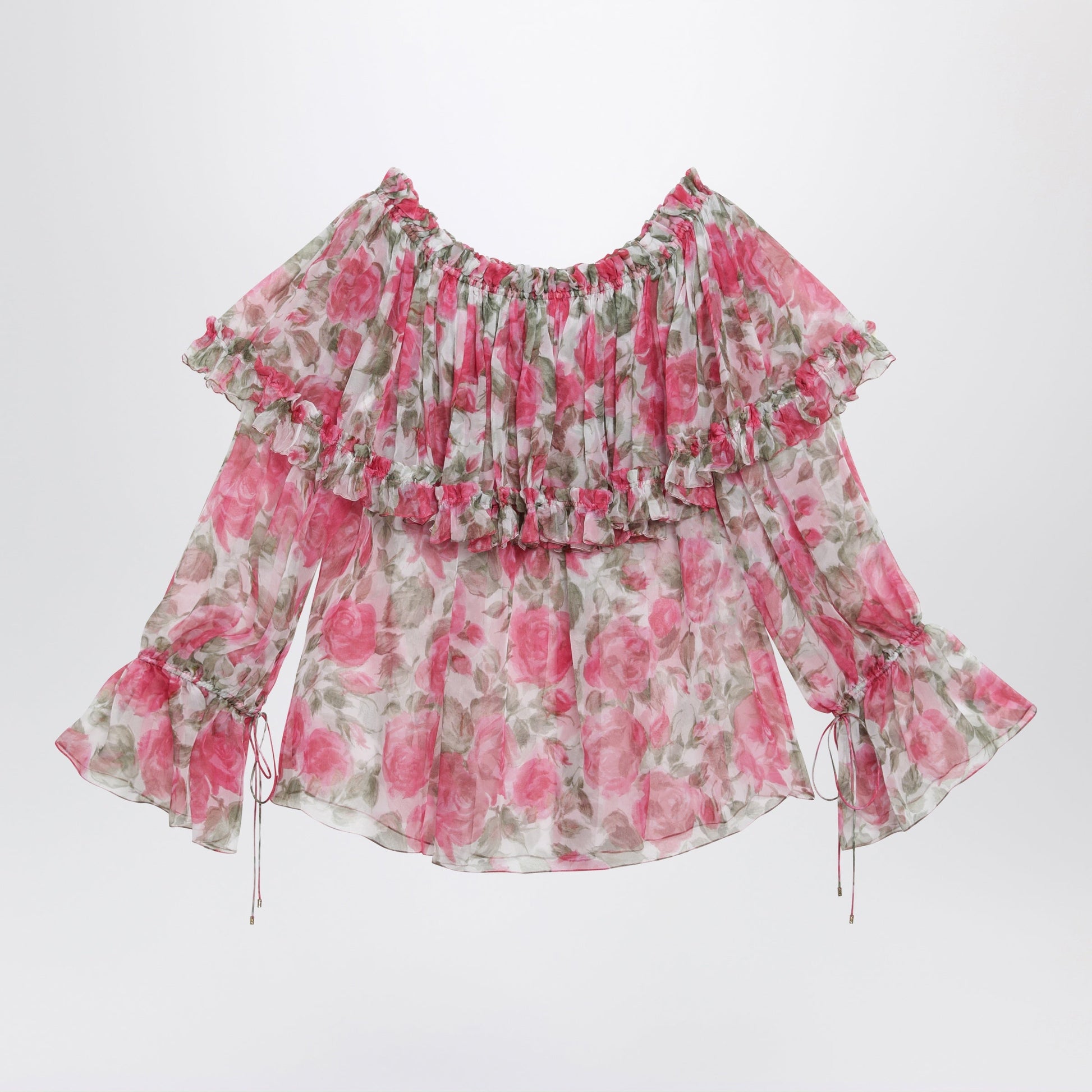 Chloe Puff-Sleeve Top In Multicolor Silk Women CHLOE