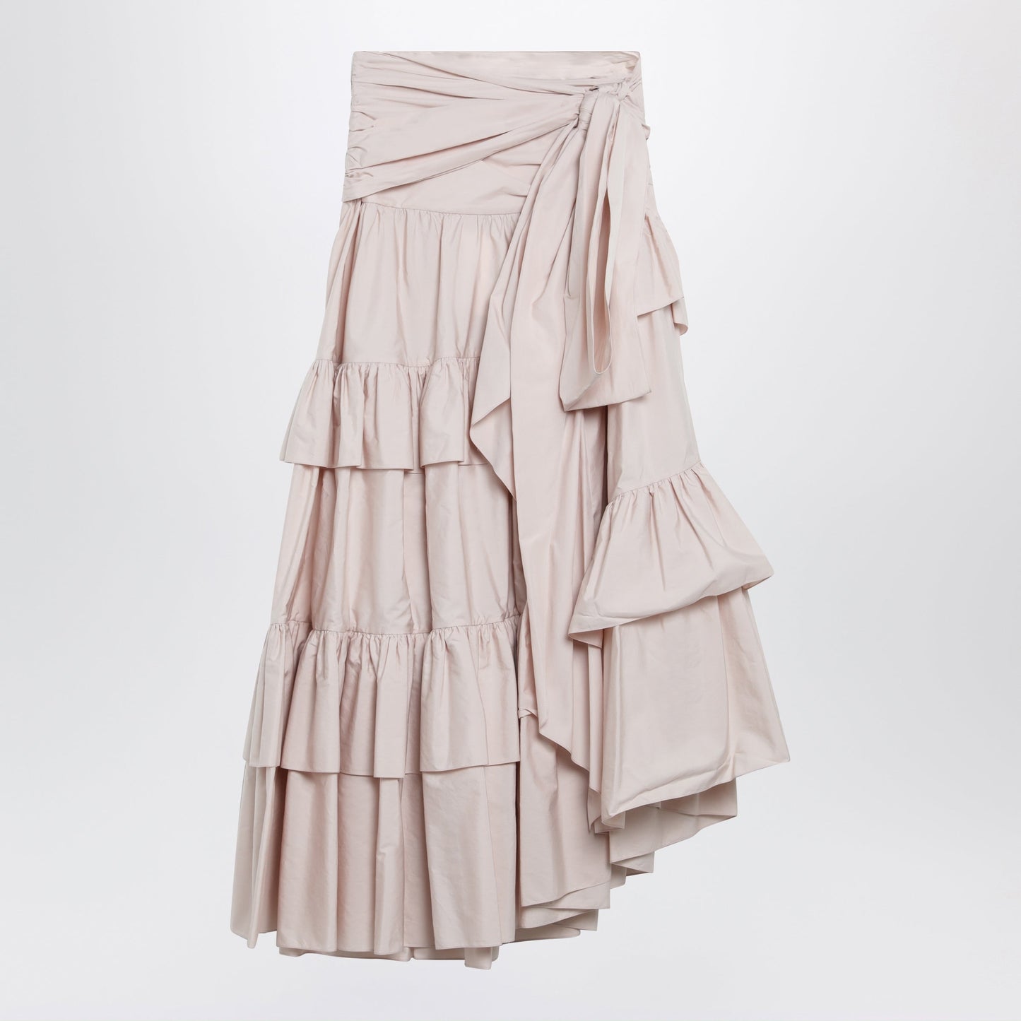 Chloe Long Ruffled Cotton Poplin Skirt In Pink Women CHLOE