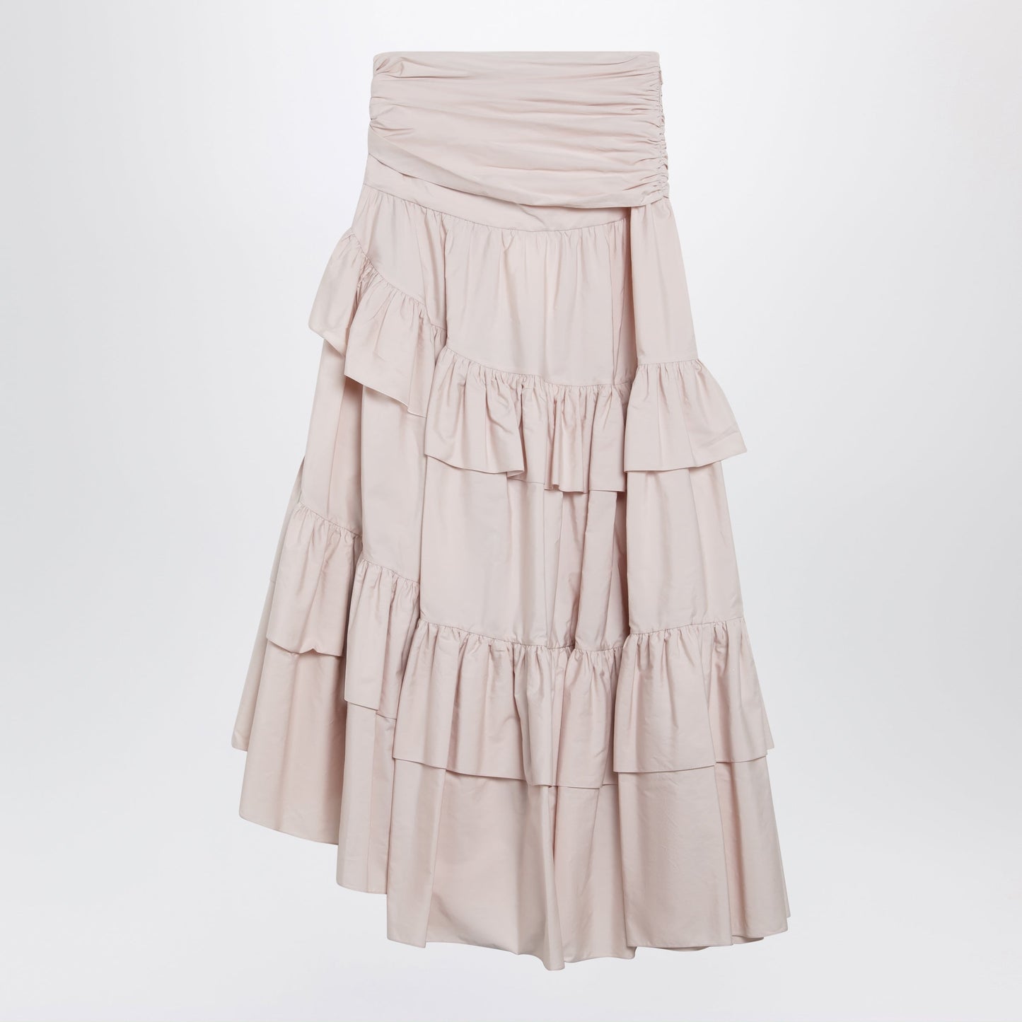 Chloe Long Ruffled Cotton Poplin Skirt In Pink Women CHLOE