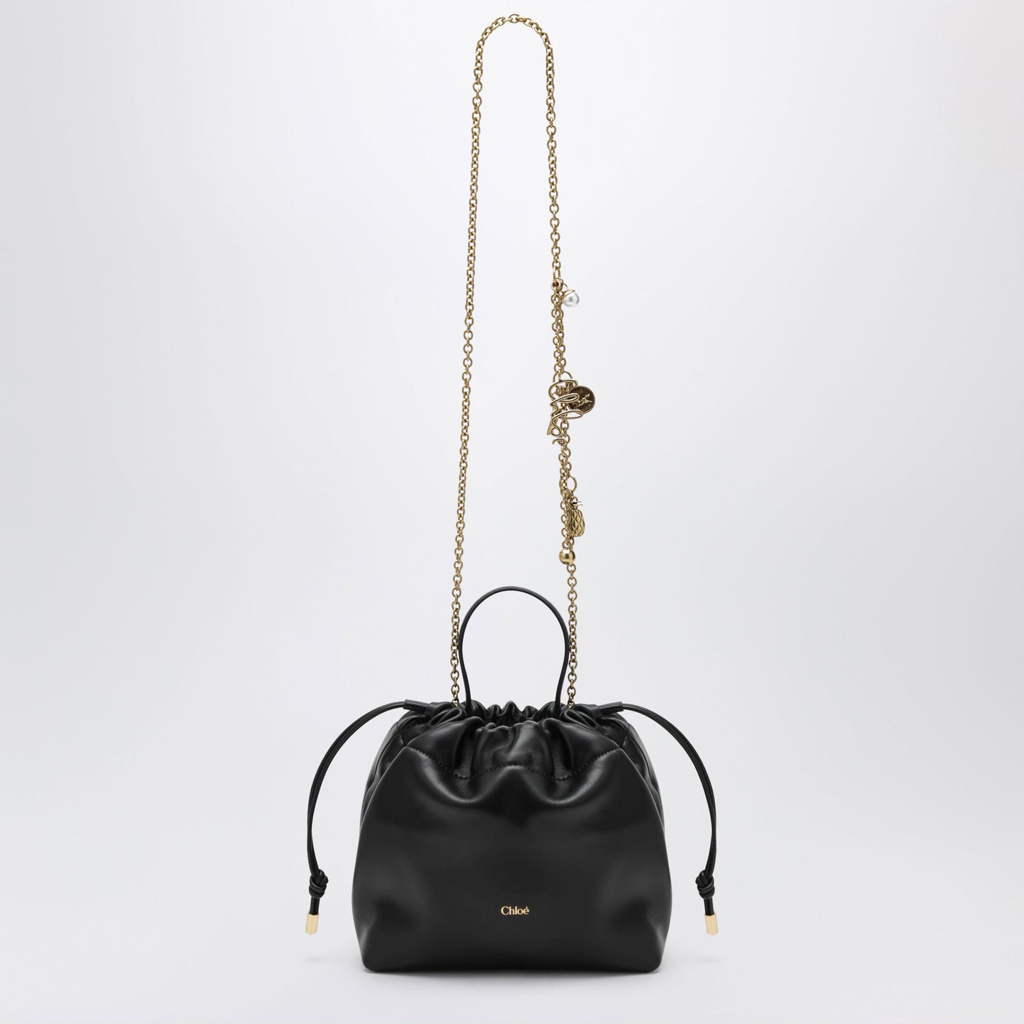 Chloe Small Icons Shoulder Bag With Chain In Lambskin Black Women CHLOE