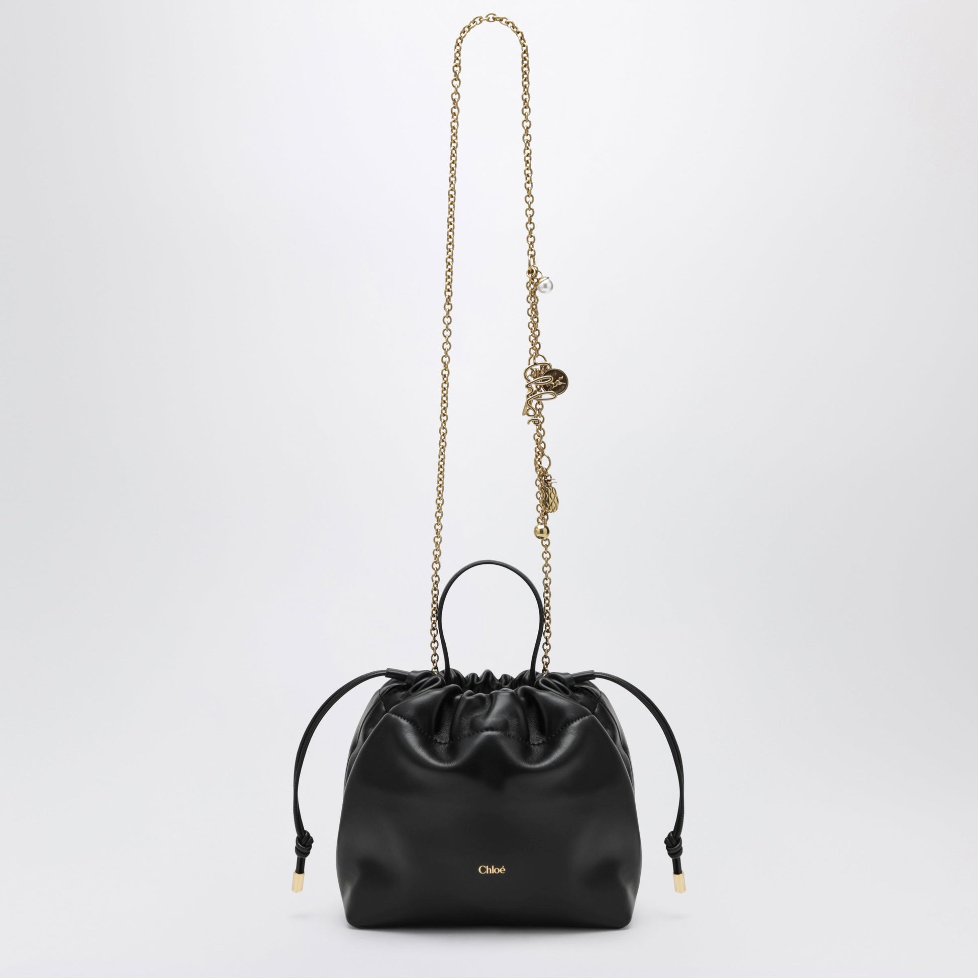 Chloe Small Icons Shoulder Bag With Chain In Lambskin Black Women CHLOE