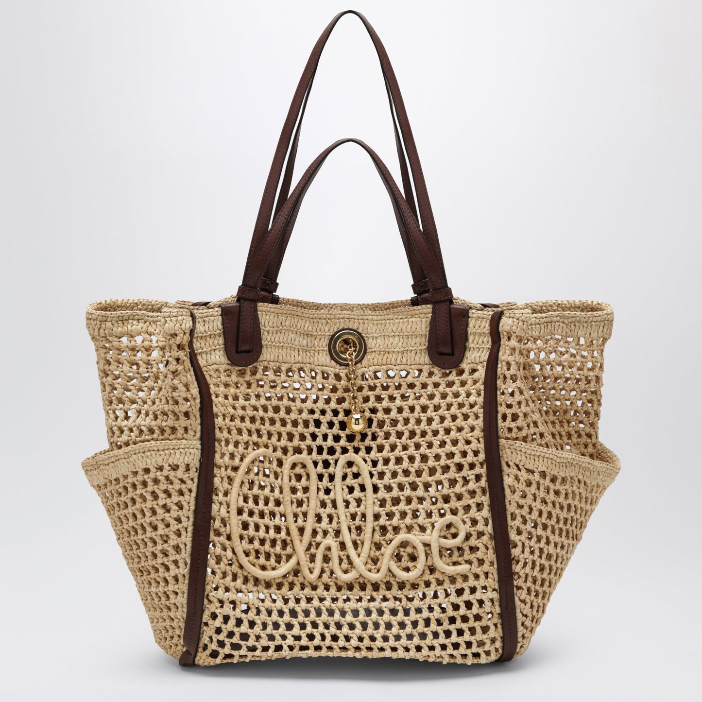 Chloe Sand/ Brown Iconic Raffia And Leather Bag Women CHLOE