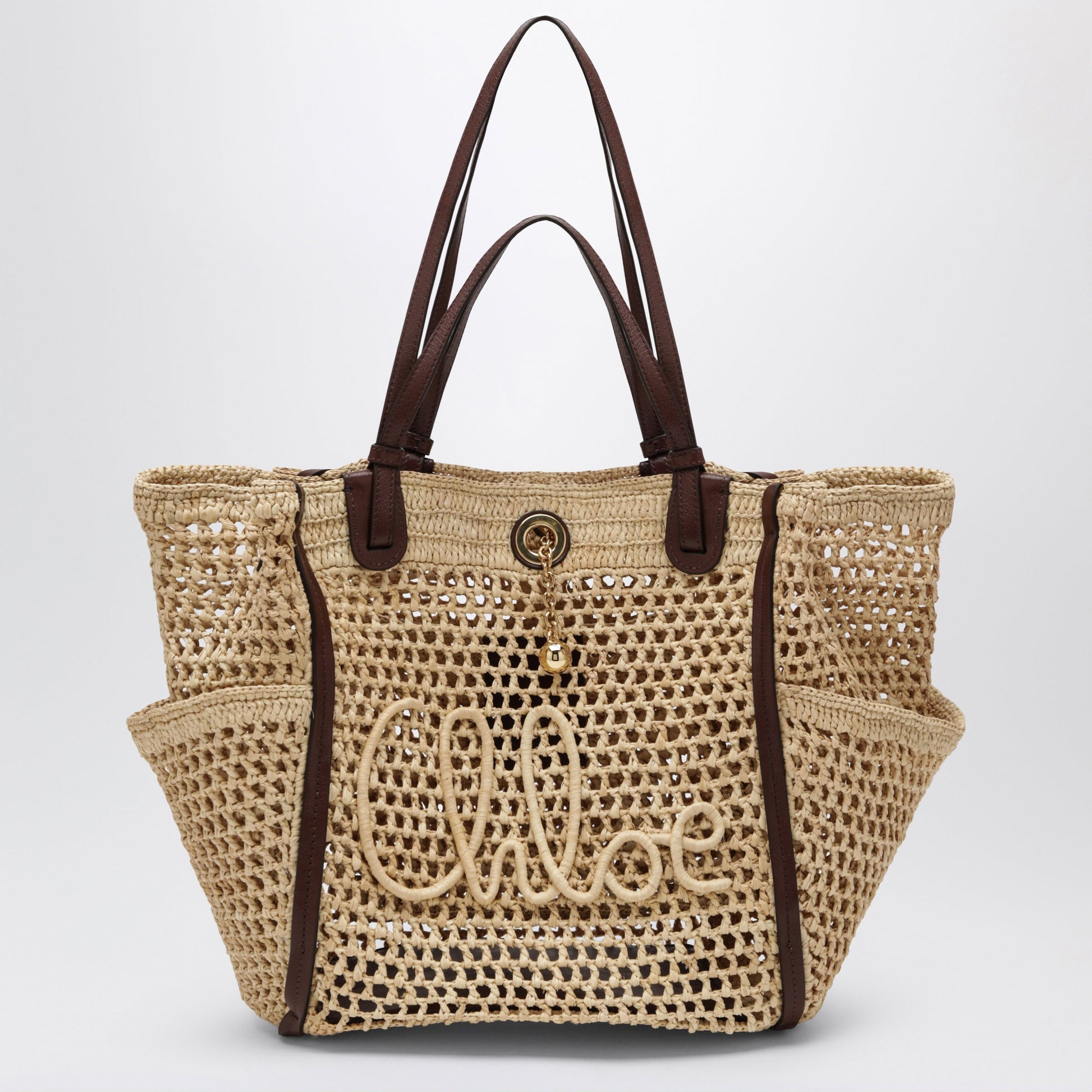 Chloe Sand/ Brown Iconic Raffia And Leather Bag Women CHLOE