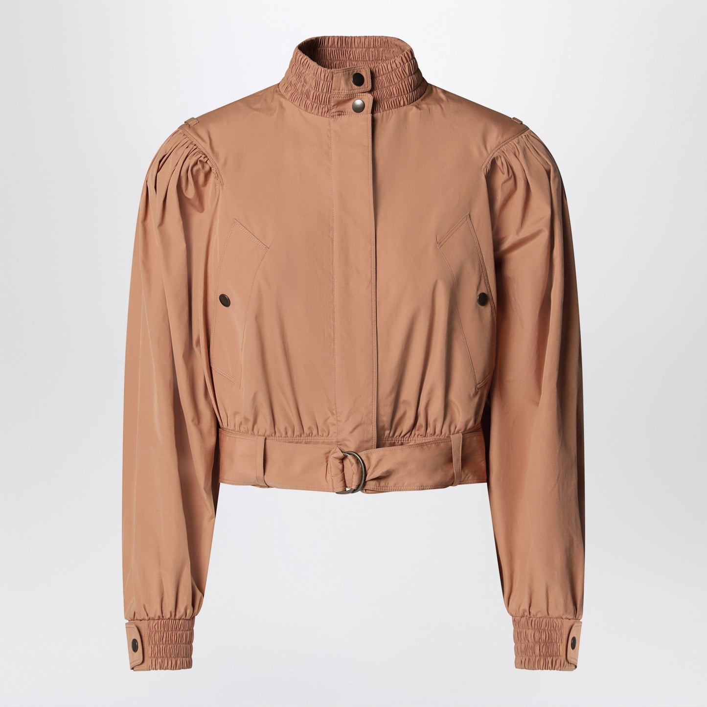 Chloe Ruched Short Cotton Poplin Jacket In Reef Shell Women CHLOE