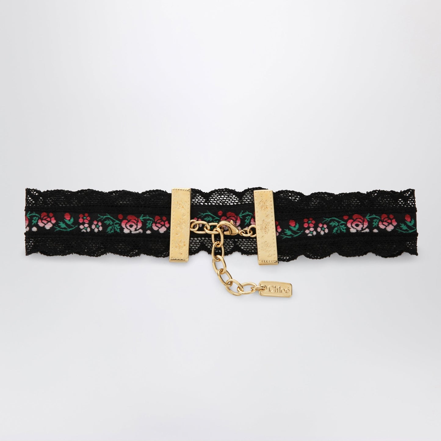 Chloe Choker Necklace In Lace And Floral Jacquard Ribbon Women CHLOE