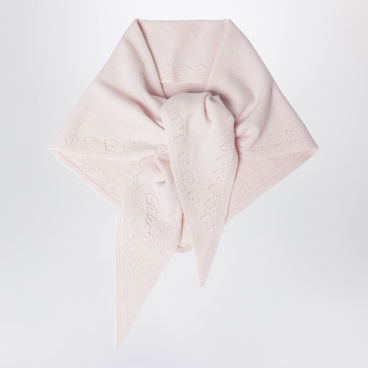 Chloe Iconic Pink Triangular Wool Scarf Women CHLOE