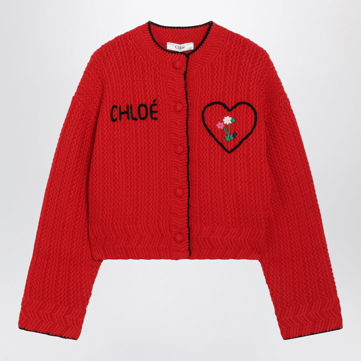 Chloe Red Wool And Cashmere Cardigan Women.