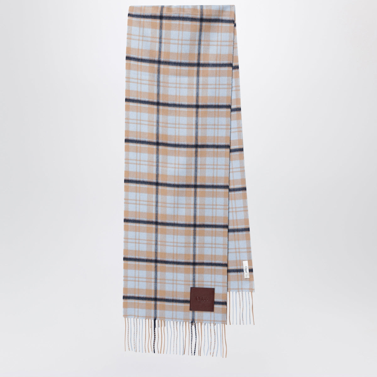 Chloe Blue/Beige Chloe Highlanding Scarf In Cashmere Women CHLOE
