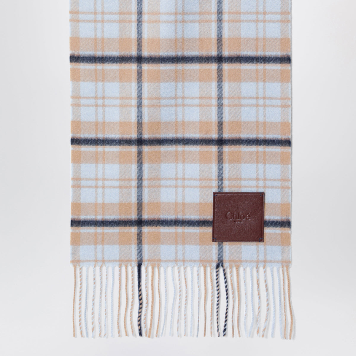 Chloe Blue/Beige Chloe Highlanding Scarf In Cashmere Women CHLOE