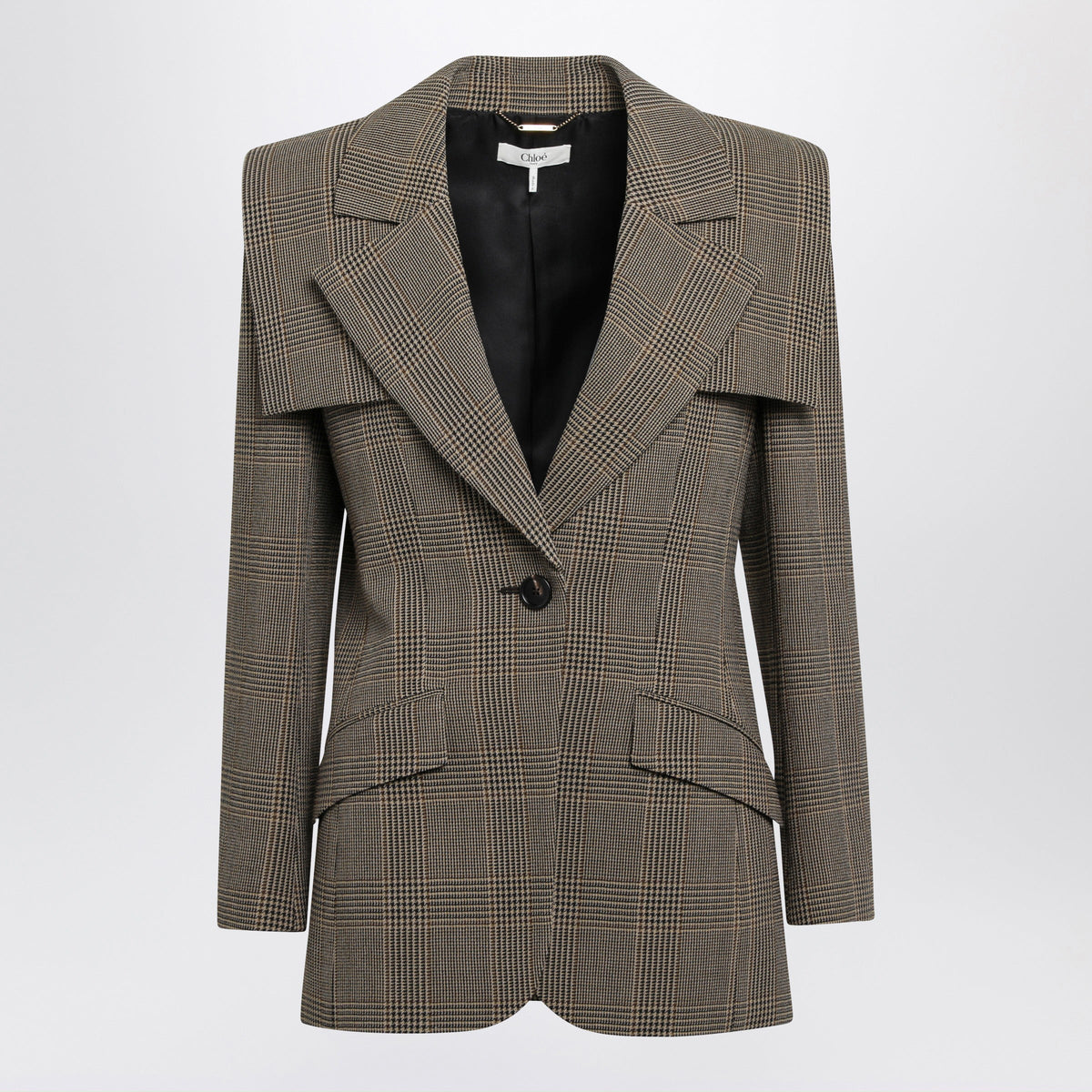 Chloe Single-Breasted Tailored Jacket In Prince Of Wales Wool Women CHLOE