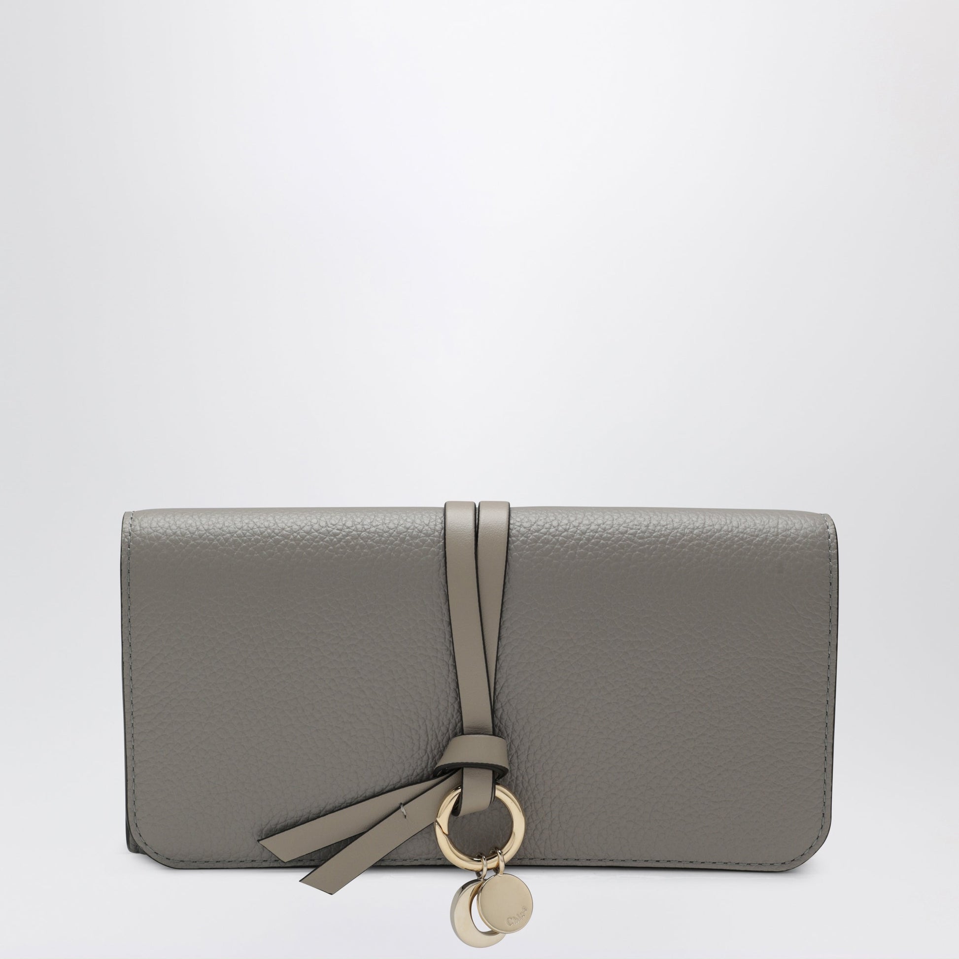 Chloe Grey Alphabet Flap Wallet In Grained Leather Women CHLOE
