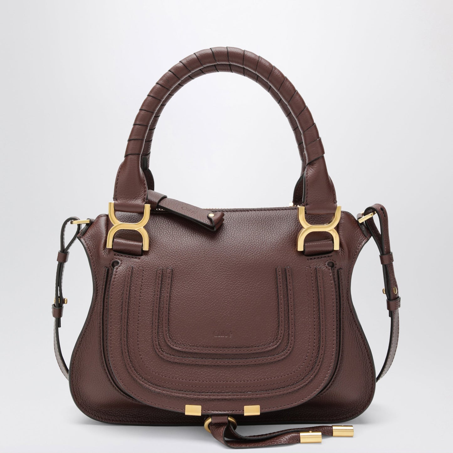 Chloe Small Brown Marcie Handbag In Leather Women CHLOE