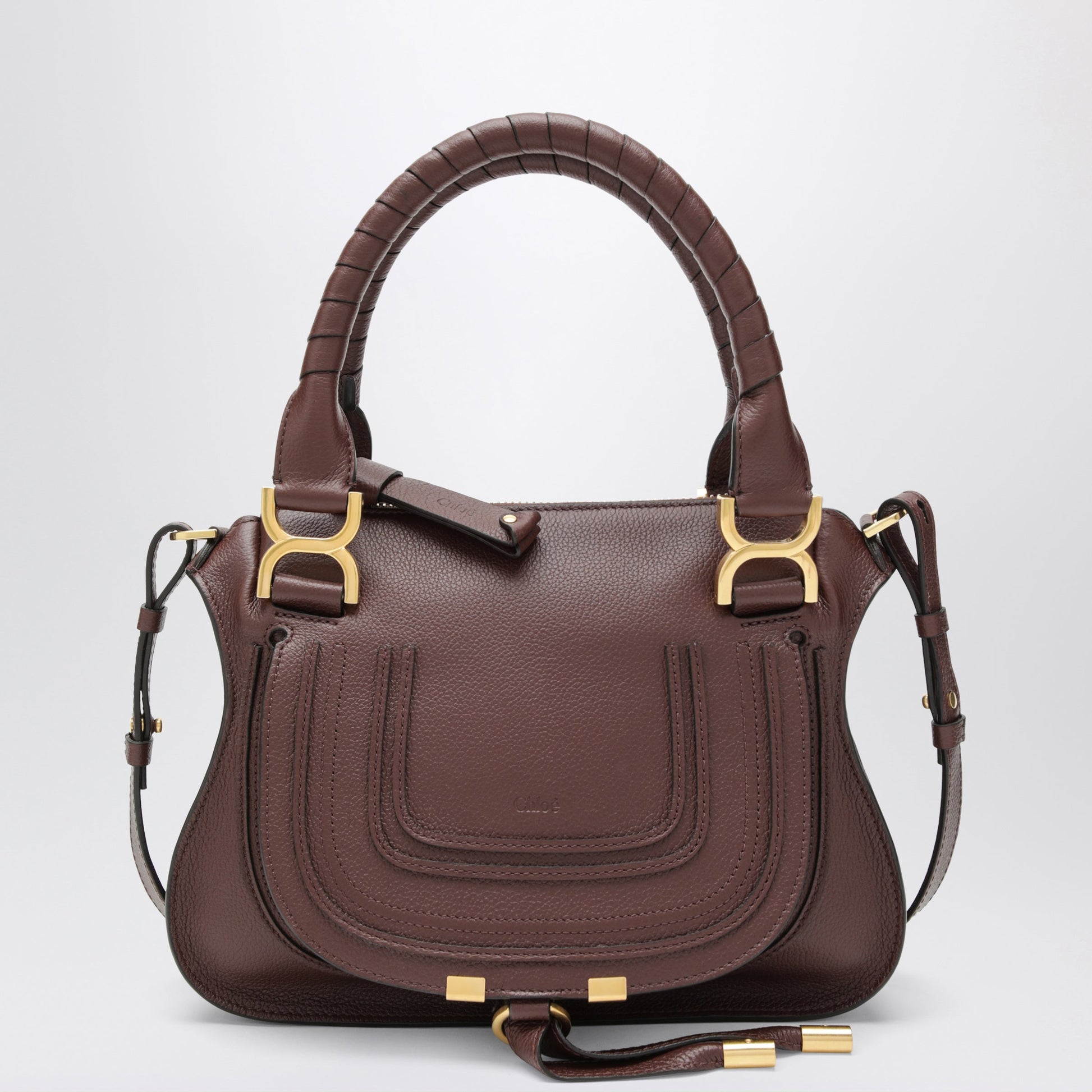 Chloe Small Brown Marcie Handbag In Leather Women CHLOE