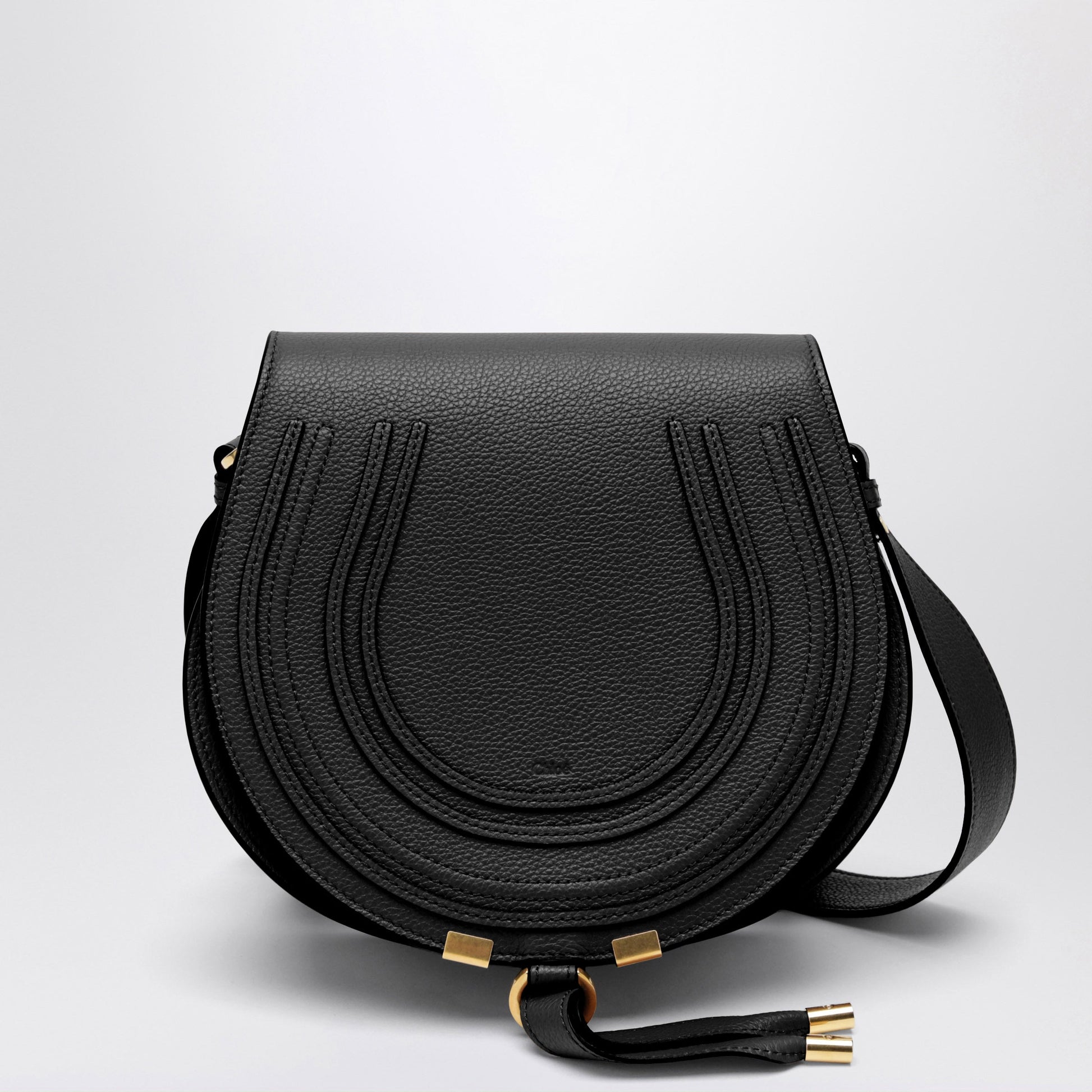 Chloe Saddle Marcie Bag In Black Grained Leather Women CHLOE