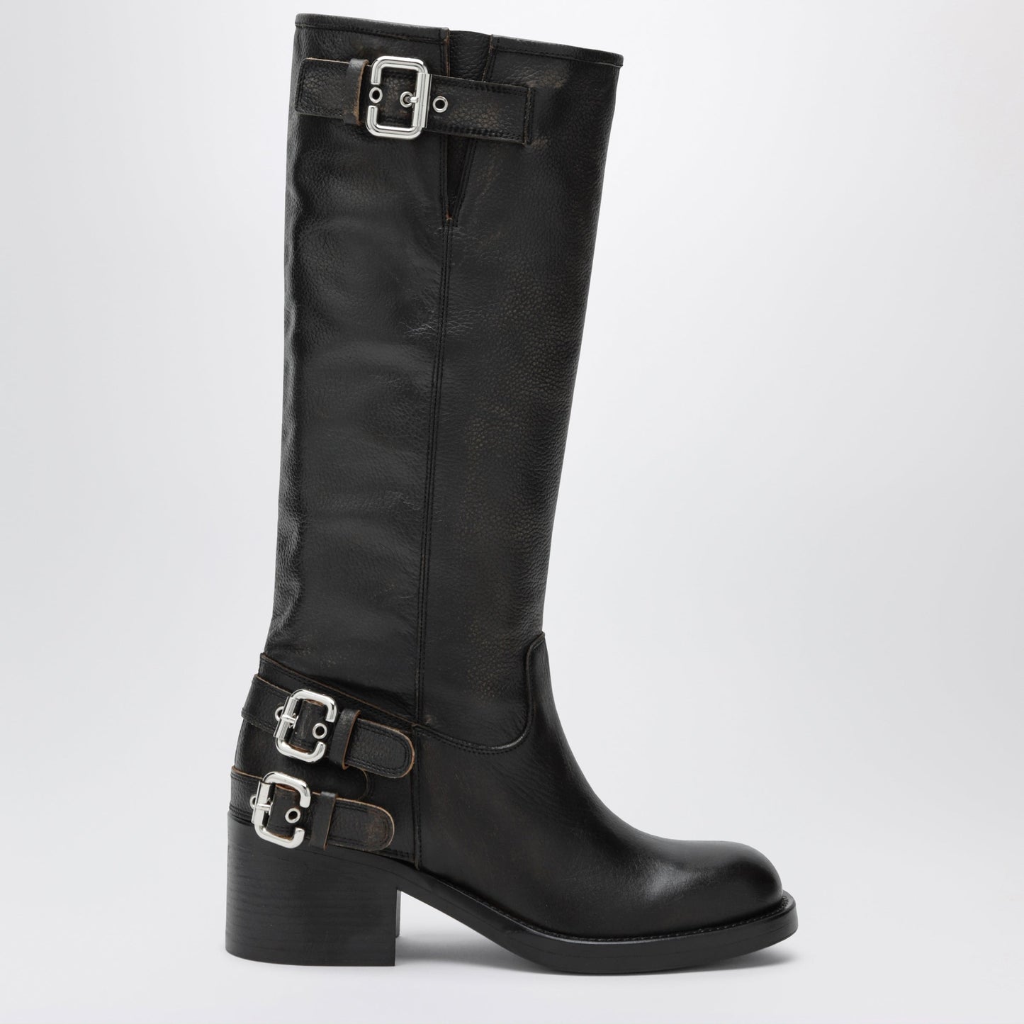 Chloe Dakota Knee-High Biker Boots In Black Leather Women CHLOE