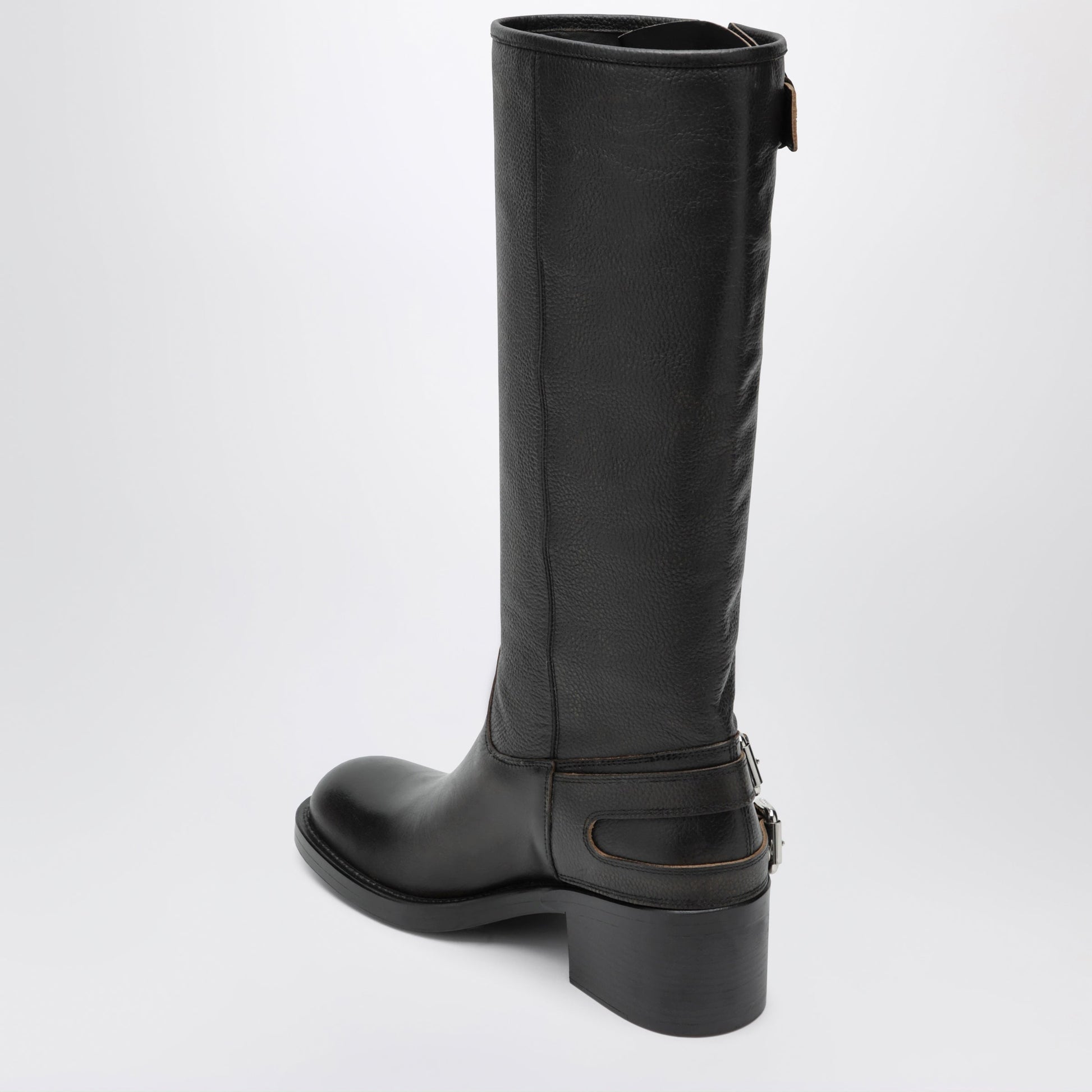 Chloe Dakota Knee-High Biker Boots In Black Leather Women CHLOE