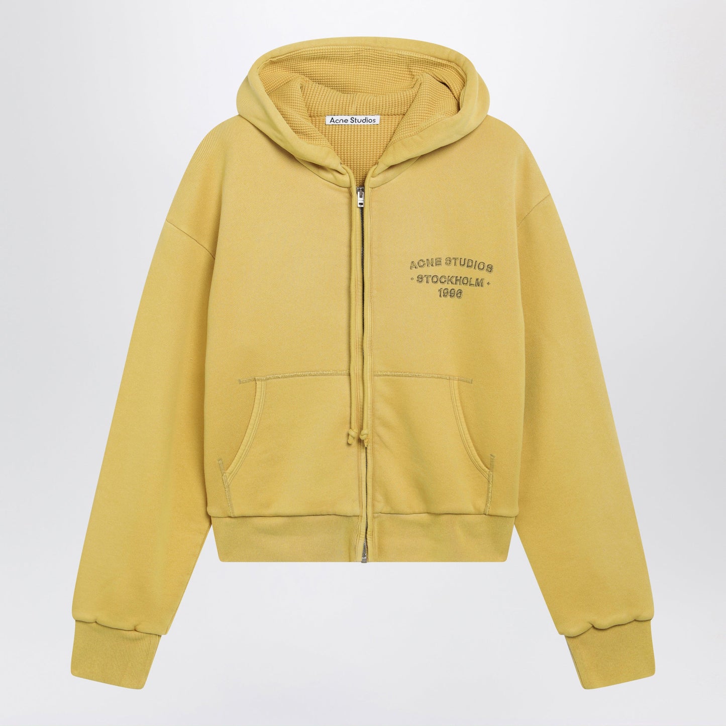 Acne Studios Mustard Yellow Cotton Zip-Up Hoodie With Logo Women ACNE STUDIOS