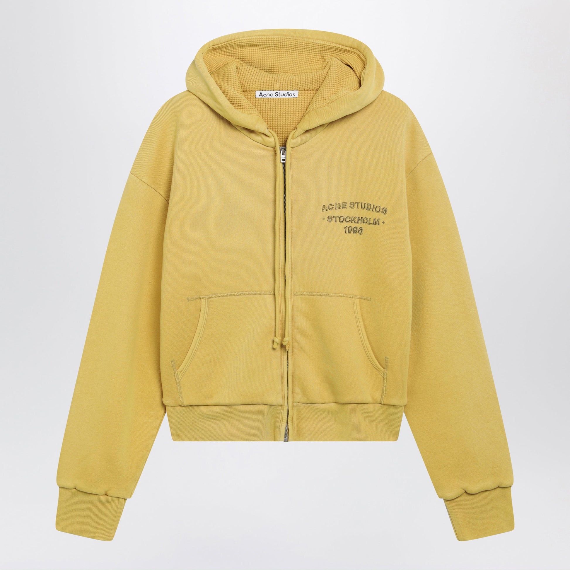 Acne Studios Mustard Yellow Cotton Zip-Up Hoodie With Logo Women ACNE STUDIOS