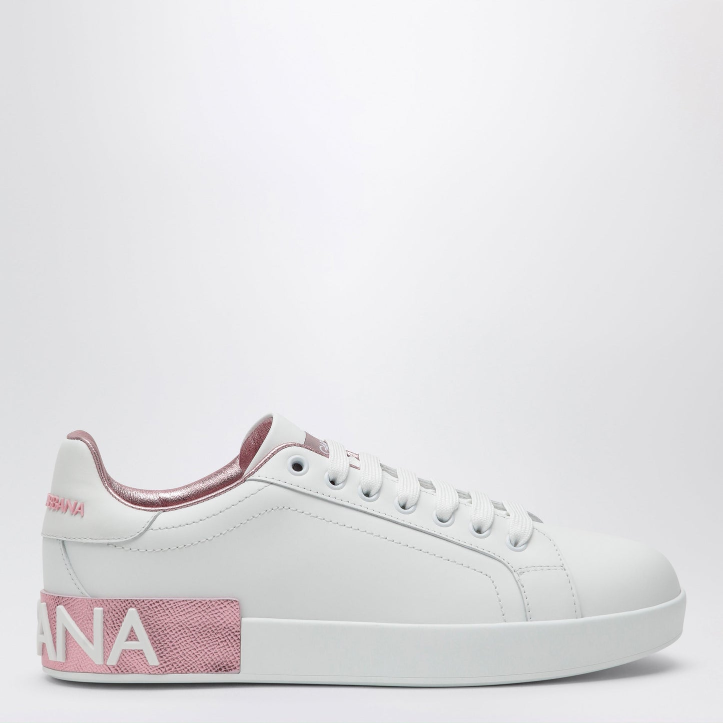 Dolce&Gabbana Portofino White/Pink Leather Sneakers Women DOLCE & GABBANA
