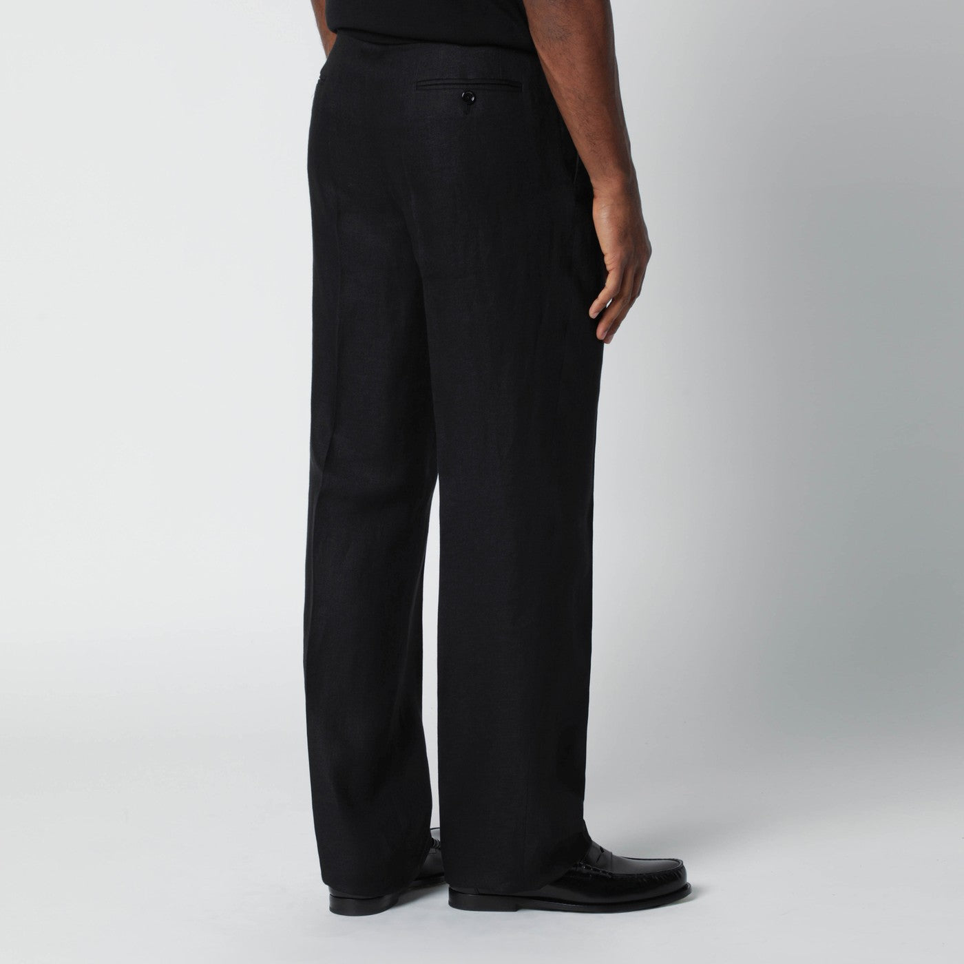 Lardini Black Linen Trousers Men Lardini