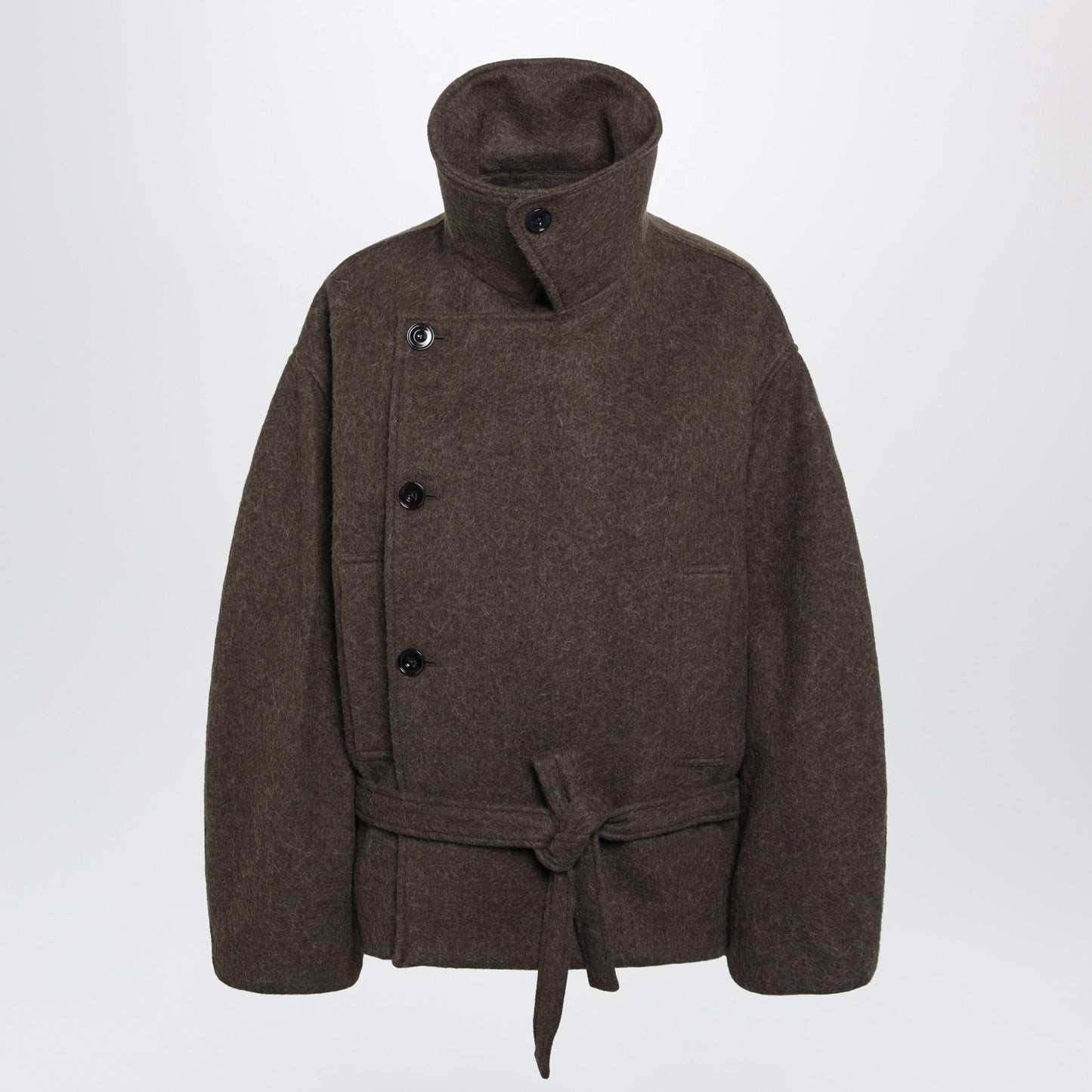Lemaire Short Mud Felted Wool And Alpaca Wrap Coat Women LEMAIRE